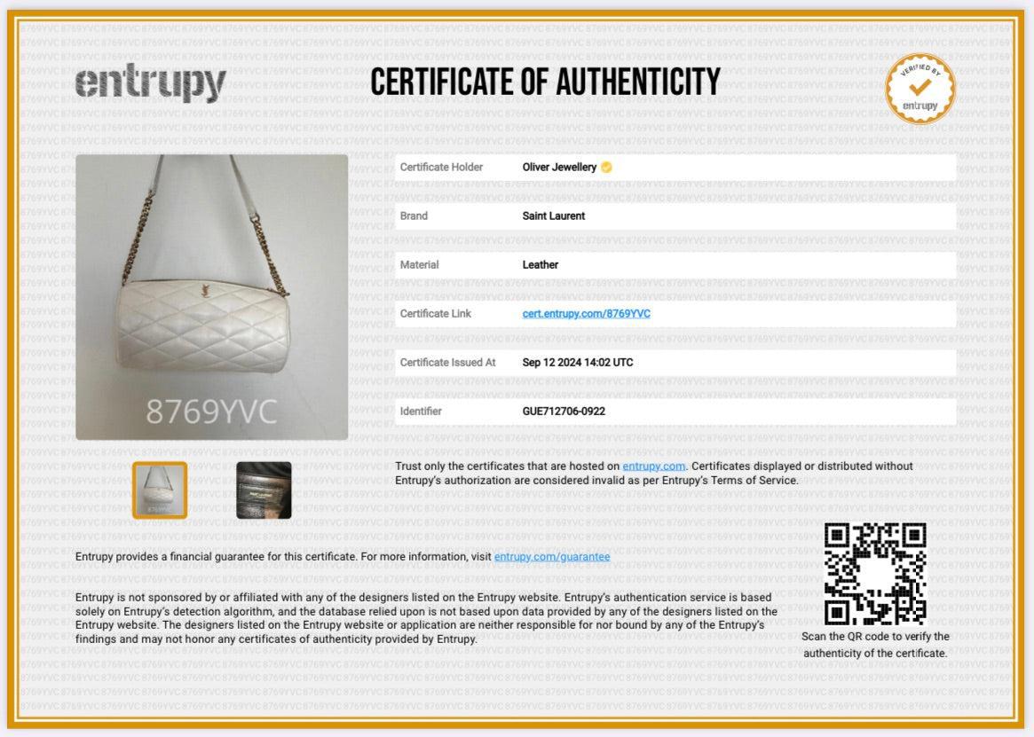 Saint Laurent 2022 White Quilted Lambskin Leather Small Sade Tube Bag