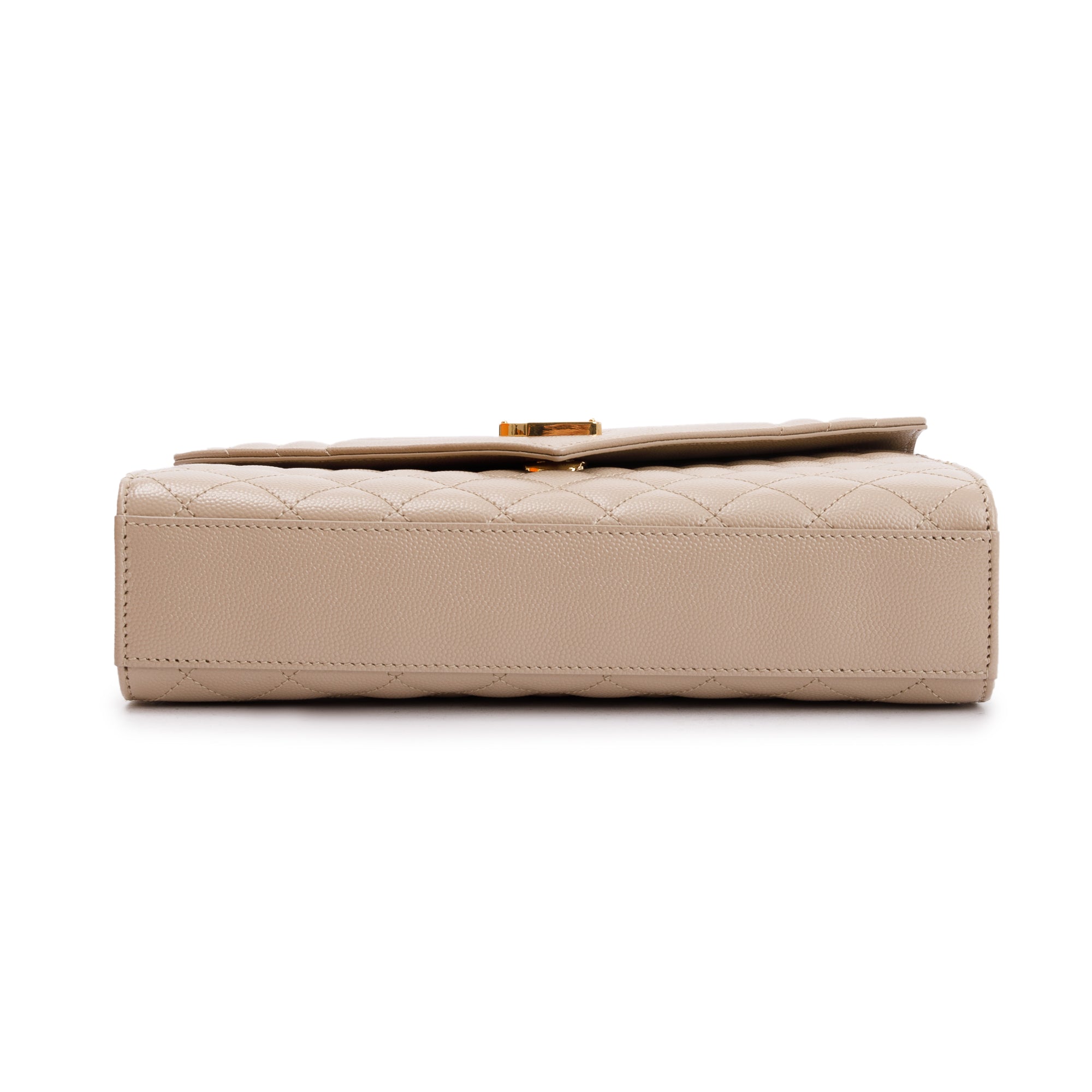 Saint Laurent 2023 Beige Grained De Poudre Medium Envelope Shoulder Bag w/ Box