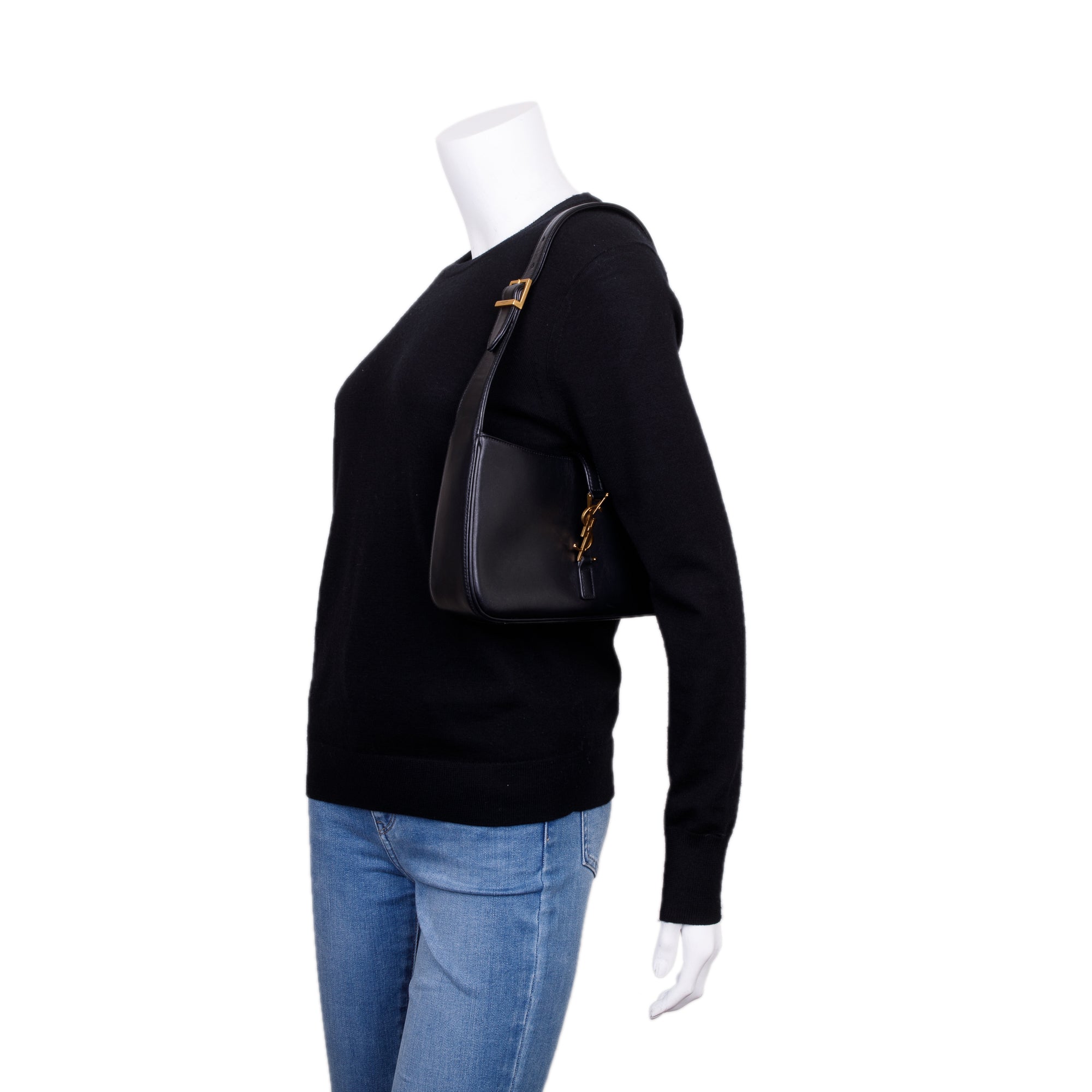 Saint Laurent 2023 Black Calfskin Leather Le 5 a 7 Hobo Bag