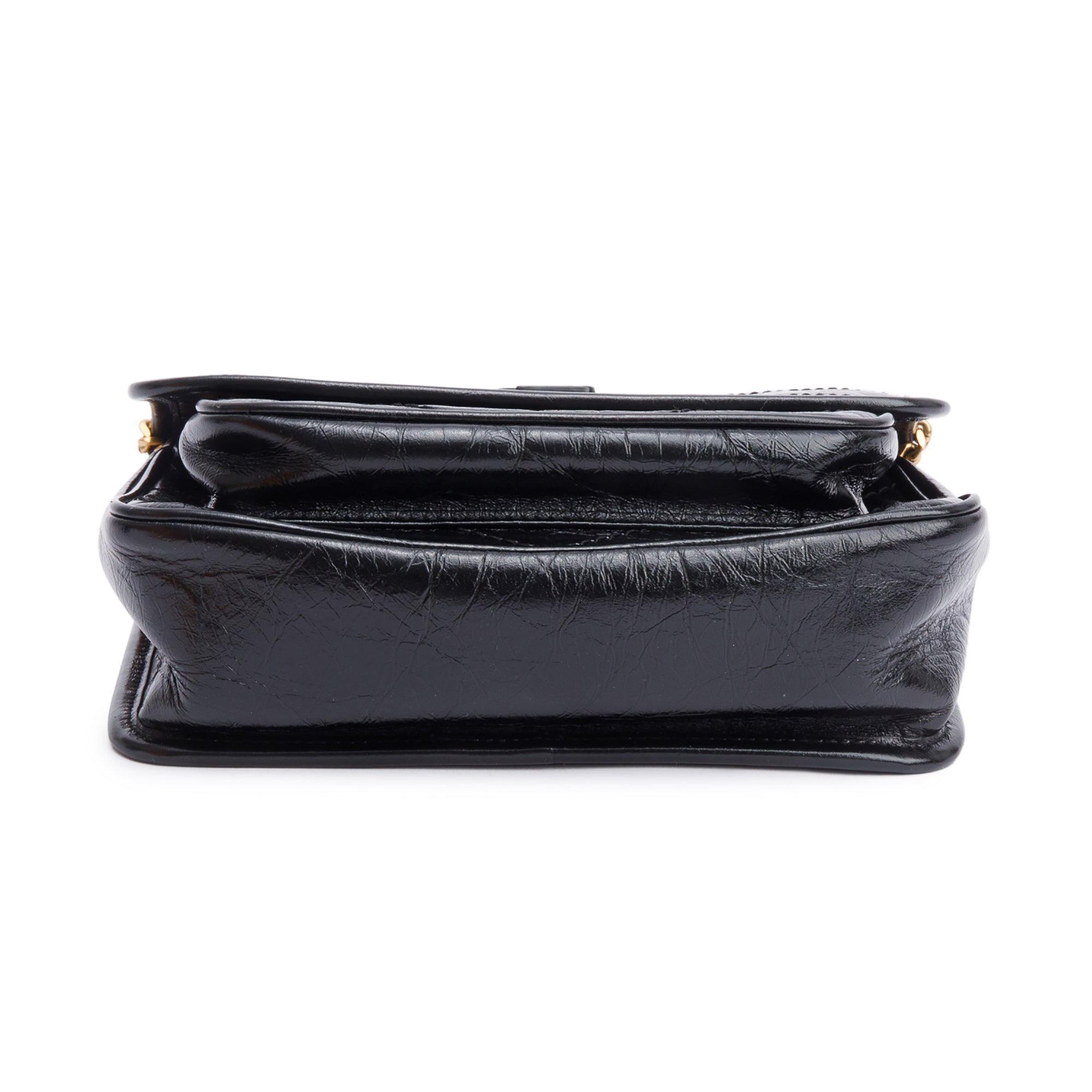 Saint Laurent 2023 Black Crinkled Calfskin Leather Baby Niki Shoulder Bag w/ Box & Receipt