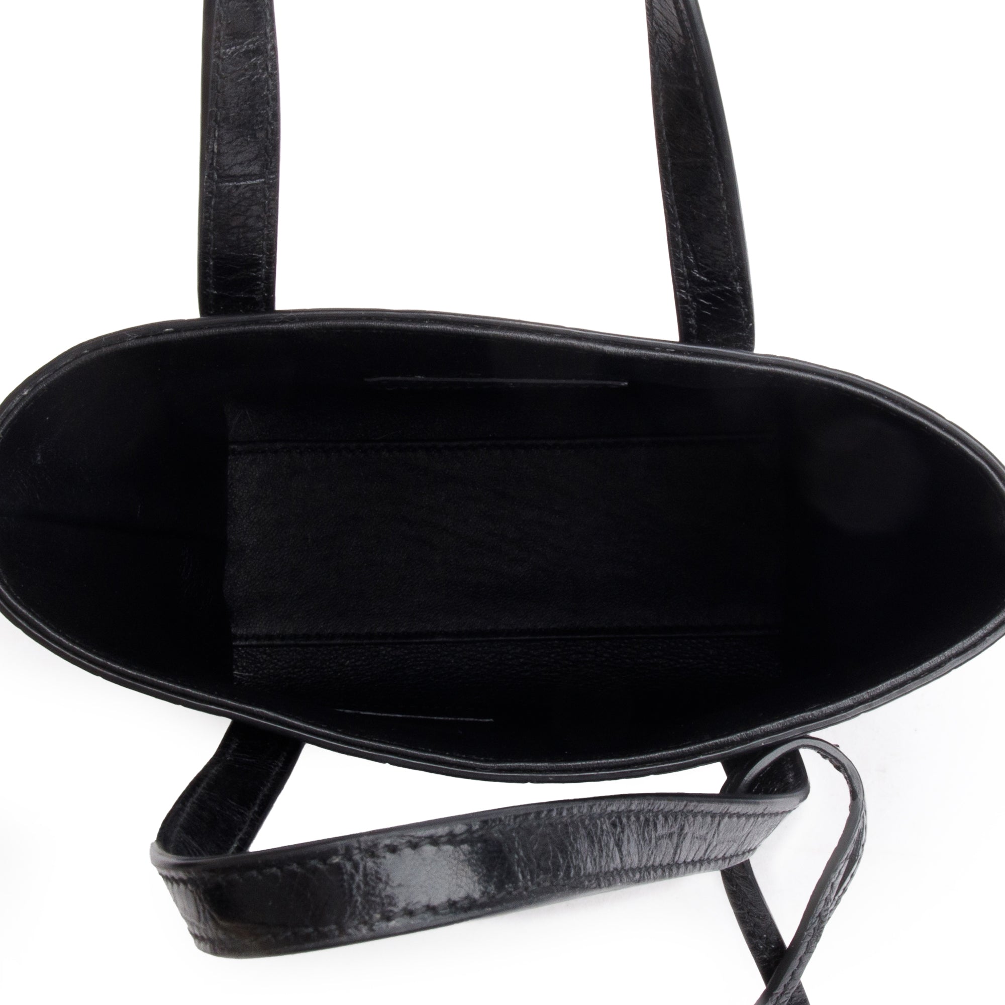 Saint Laurent 2023 Black Croc-Embossed Mini Toy Shopping Tote w/ Strap