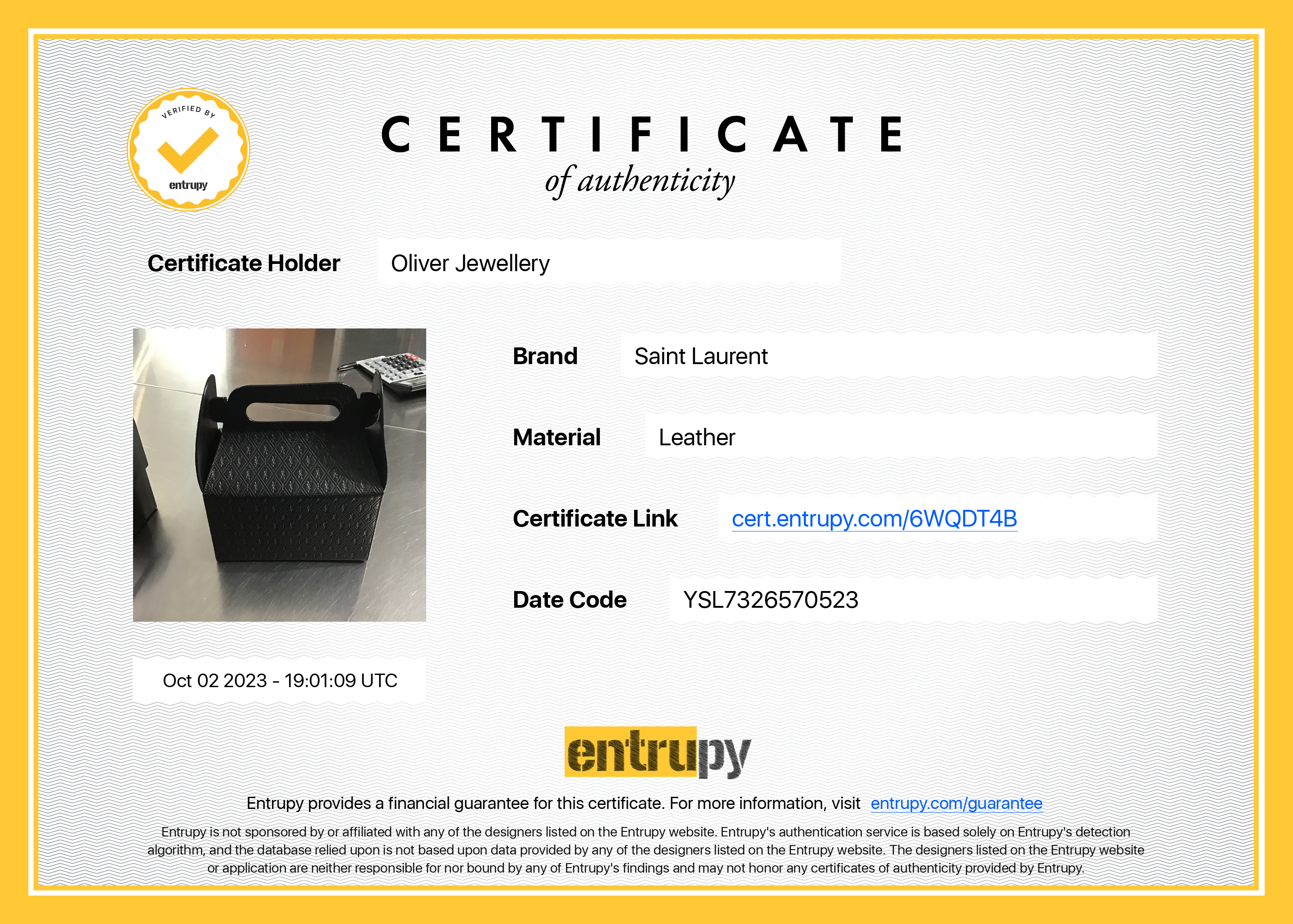 Saint Laurent 2023 Black Monogram Leather Take Away Box