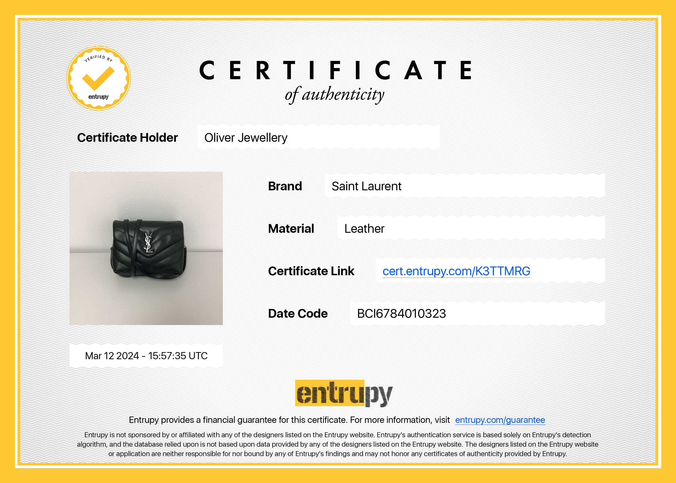 Saint Laurent 2023 Black Monogram Matelasse Toy Loulou Crossbody Bag w/ Box