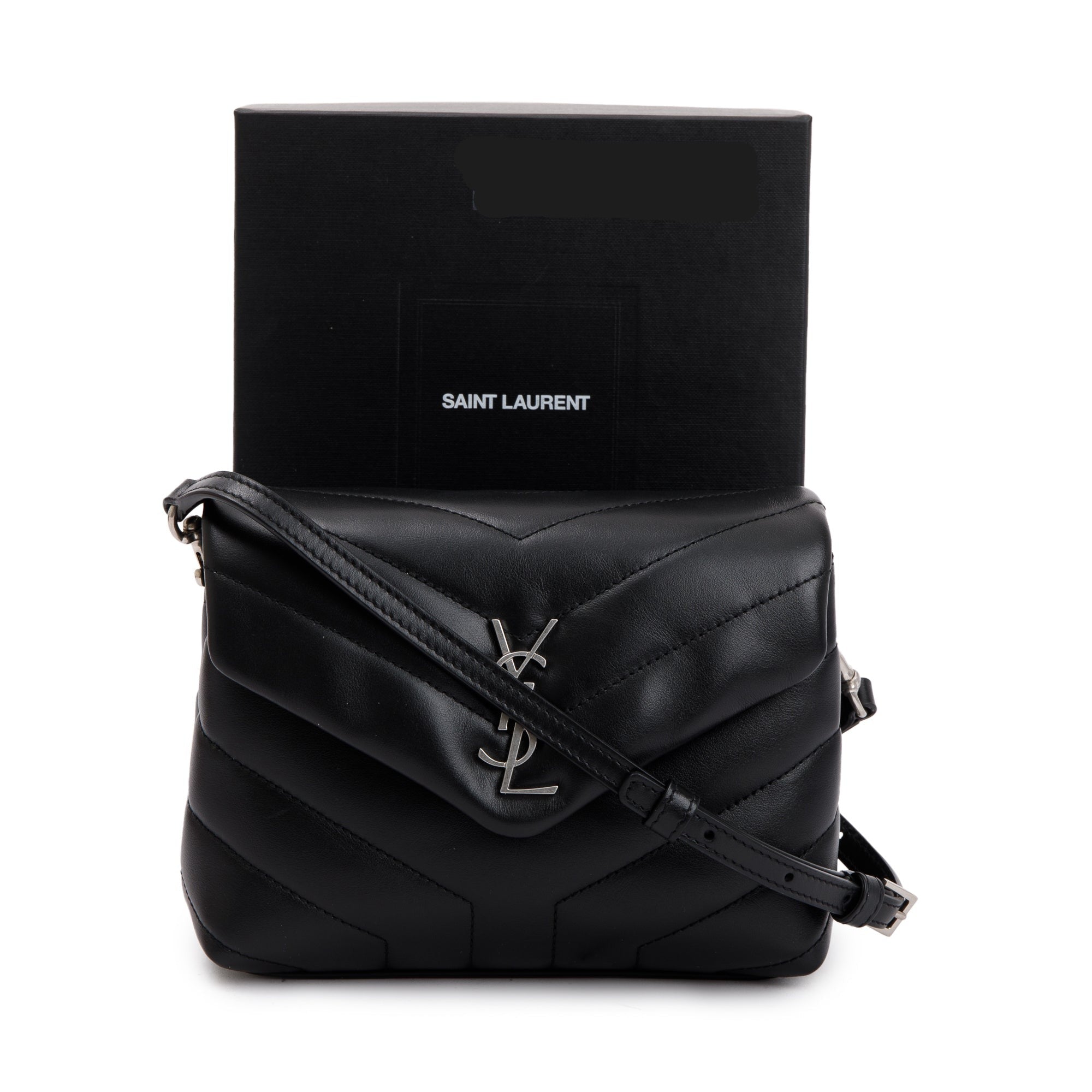 Saint Laurent 2023 Black Monogram Matelasse Toy Loulou Crossbody Bag w/ Box