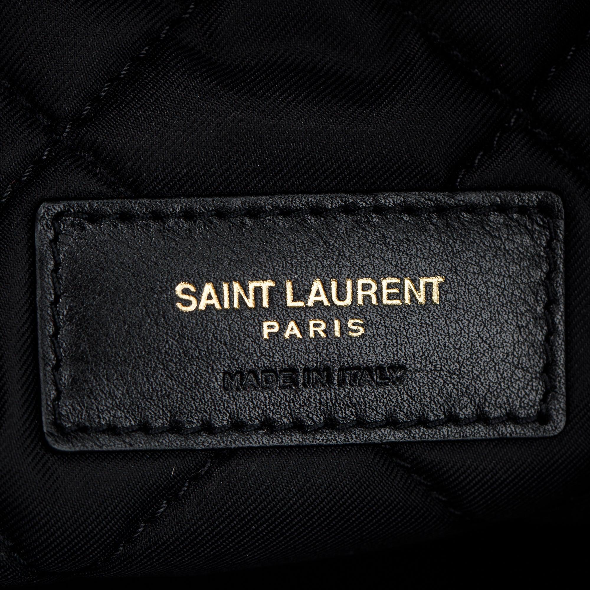 Saint Laurent 2023 Black Quilted Leather Large Cosmetic Pouch w/ Box
