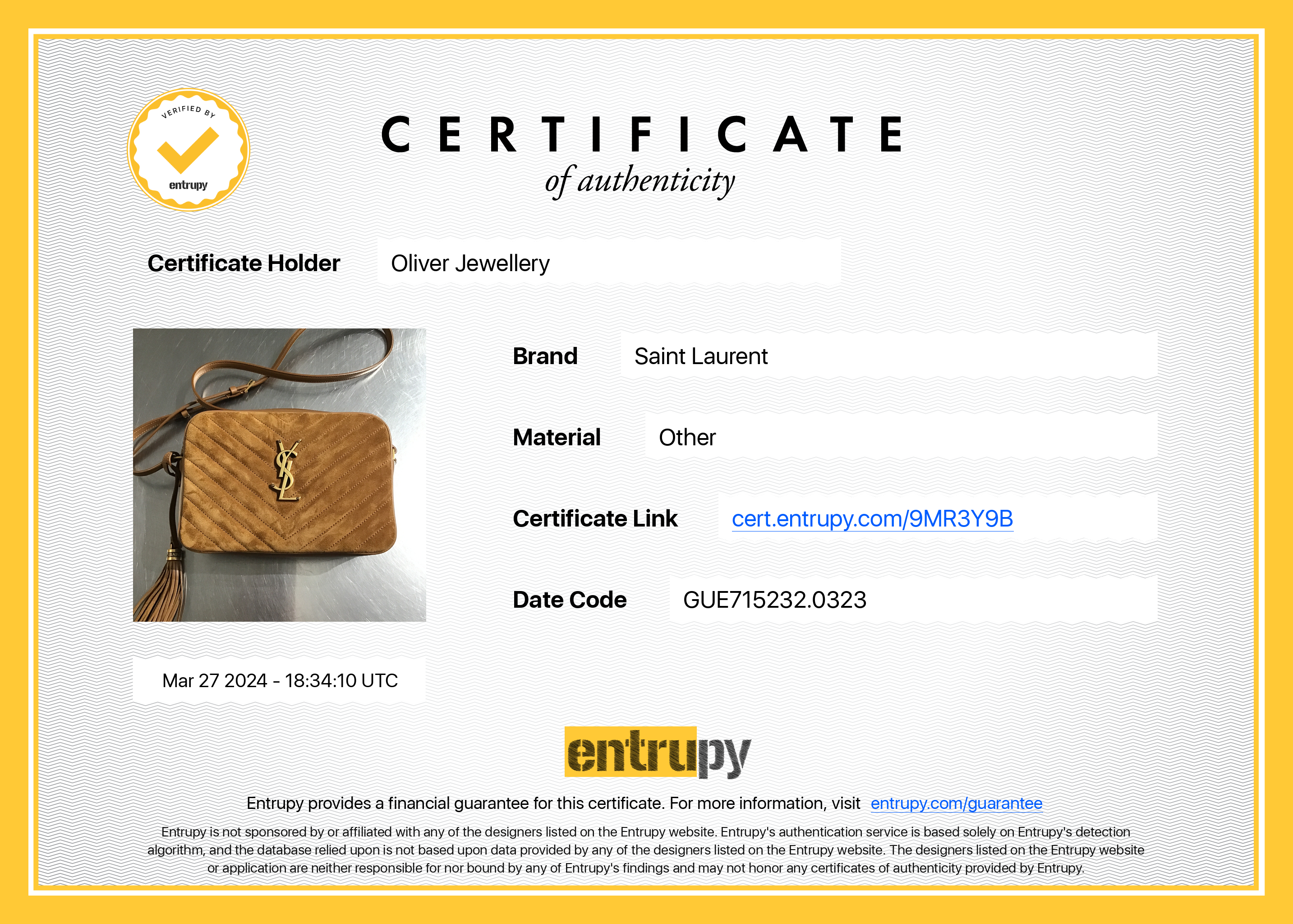 Saint Laurent 2023 Brown Quilted Suede & Smooth Leather Lou Camera Bag w/ Box