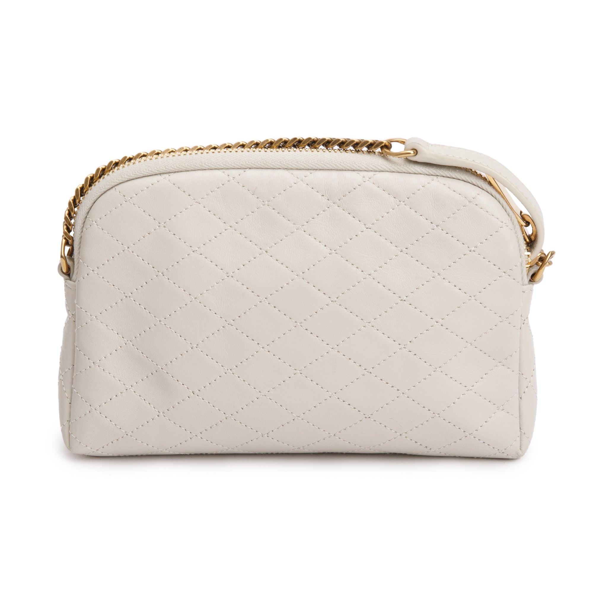 Saint Laurent 2023 White Leather Gaby Zipped Pouch