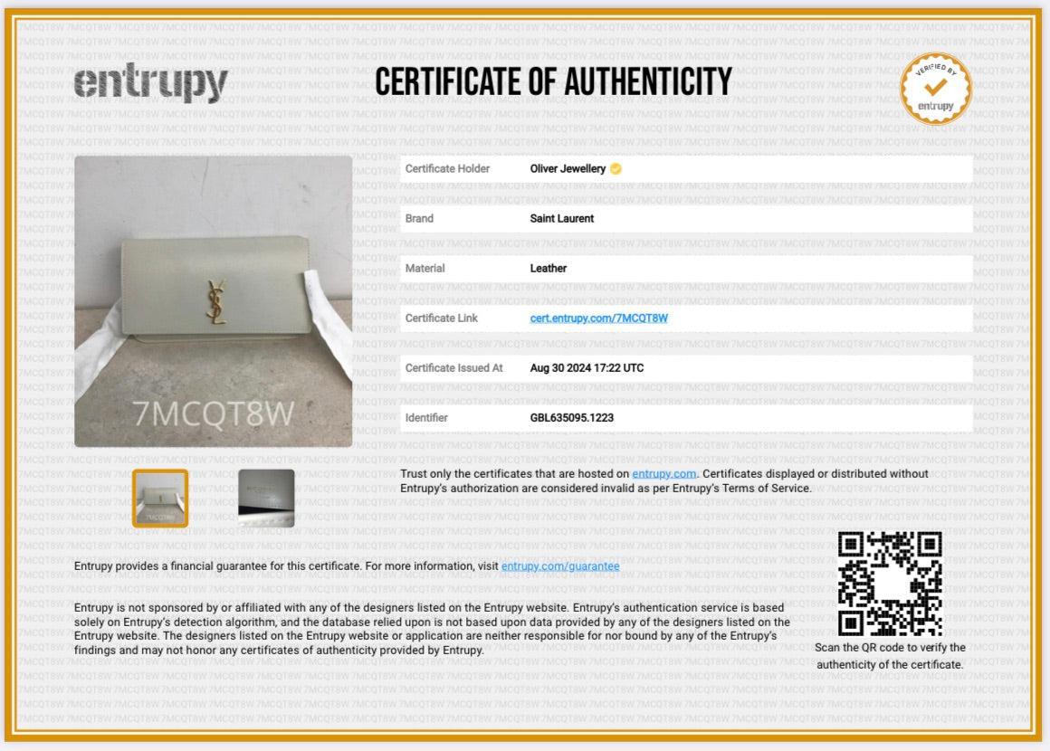 Saint Laurent 2023 White Smooth Leather Cassandre Phone Holder Bag w/ Box