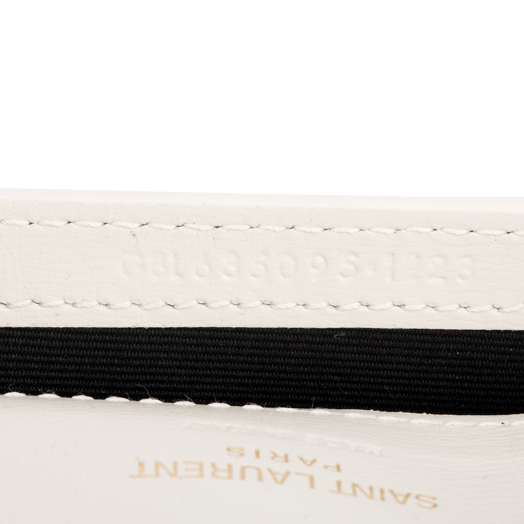 Saint Laurent 2023 White Smooth Leather Cassandre Phone Holder Bag w/ Box