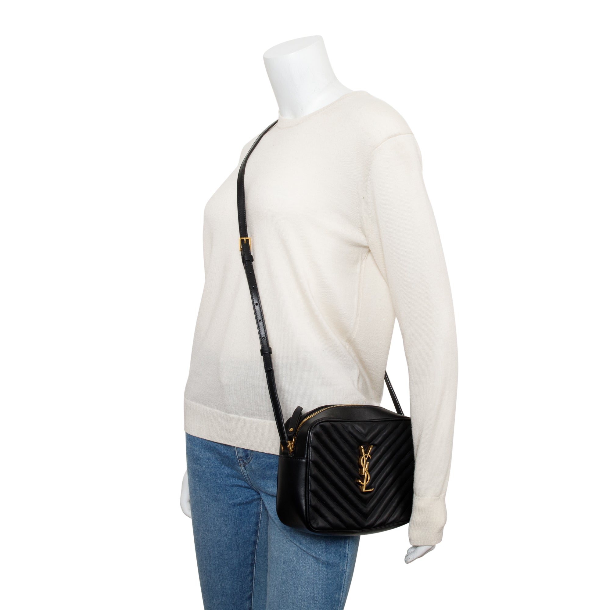 Saint Laurent 2024 Black Quilted Leather Lou Camera Bag w/ Receipt