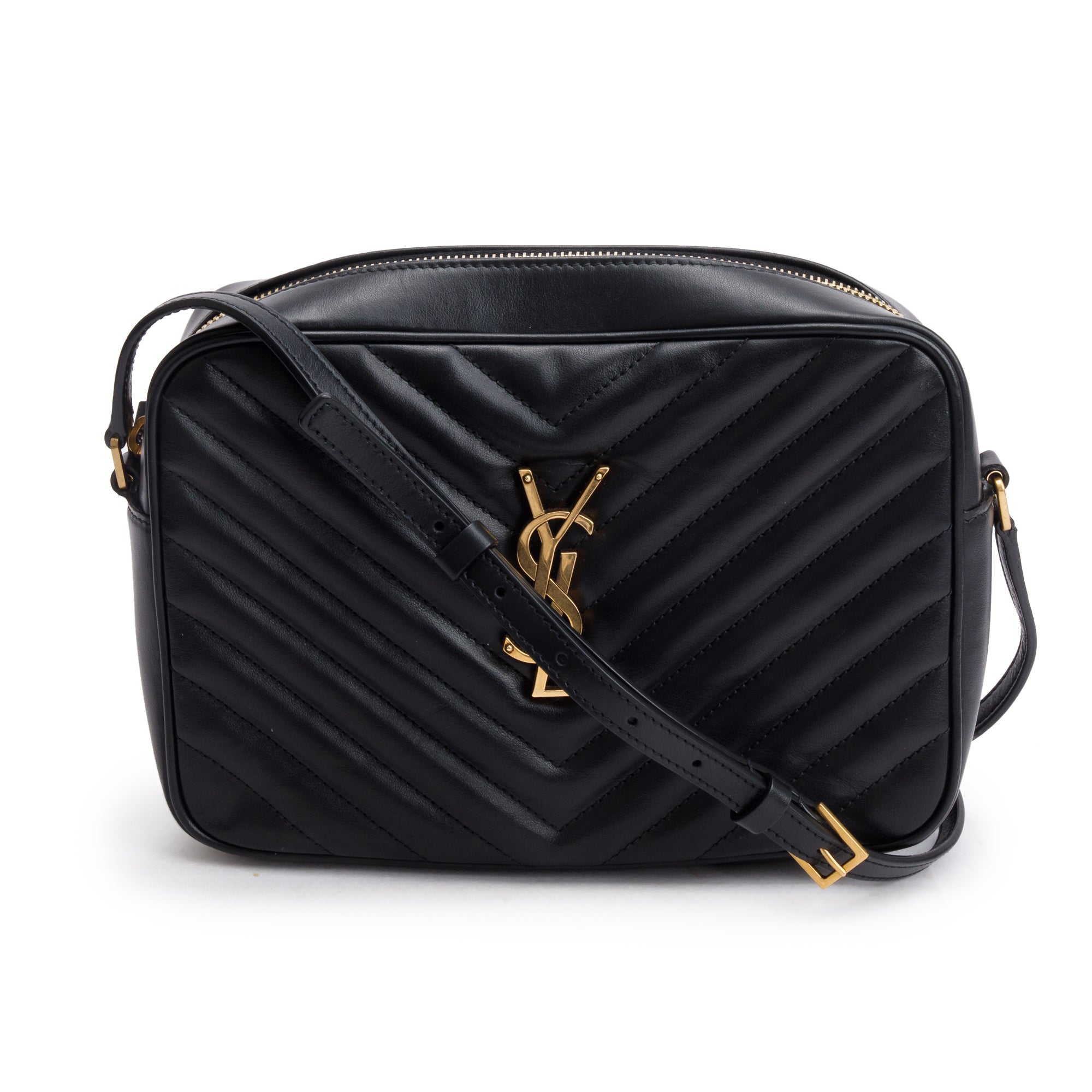 Saint Laurent 2024 Black Quilted Leather Lou Camera Bag w/ Receipt