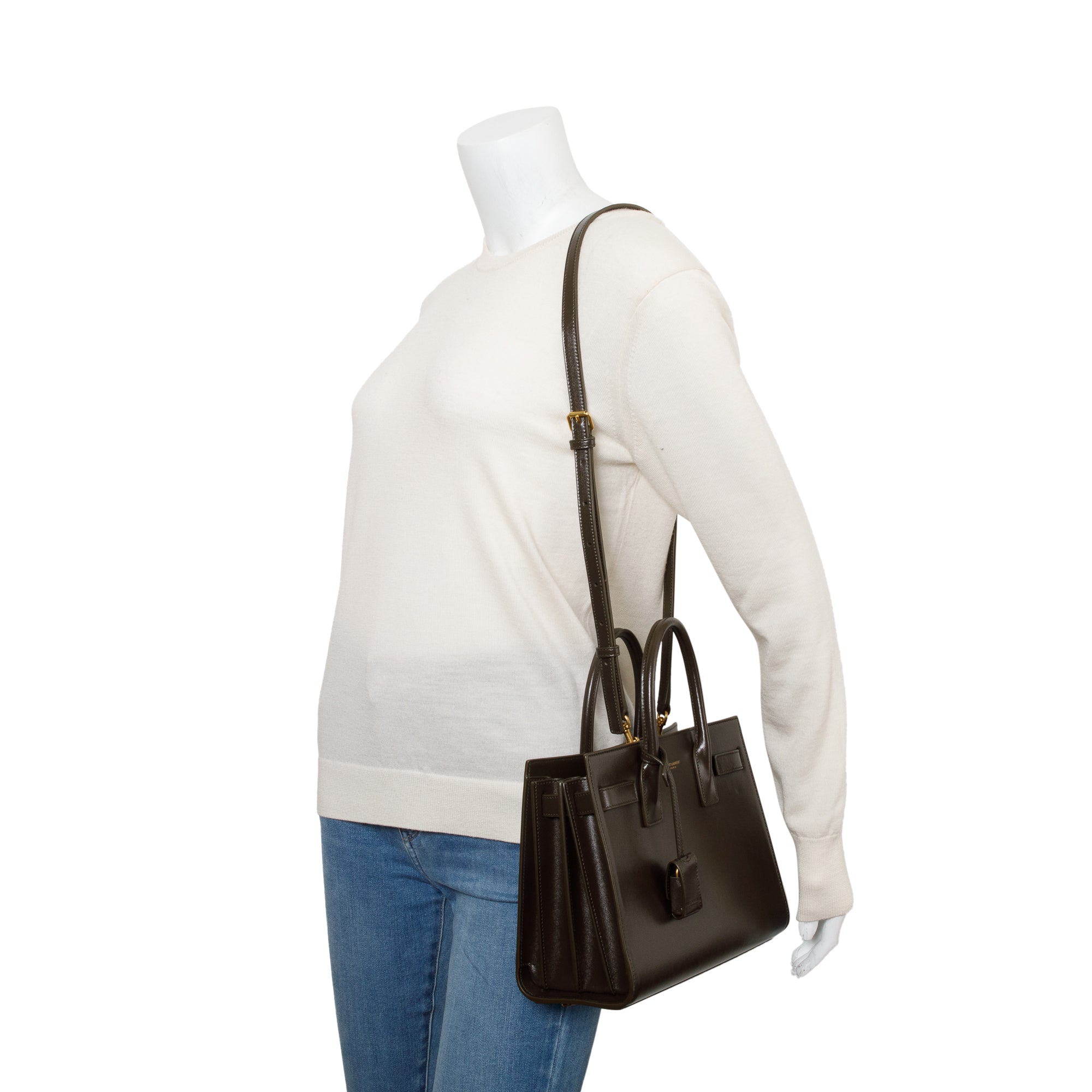 Saint Laurent 2024 Brown Smooth Leather Baby Sac De Jour w/ Strap