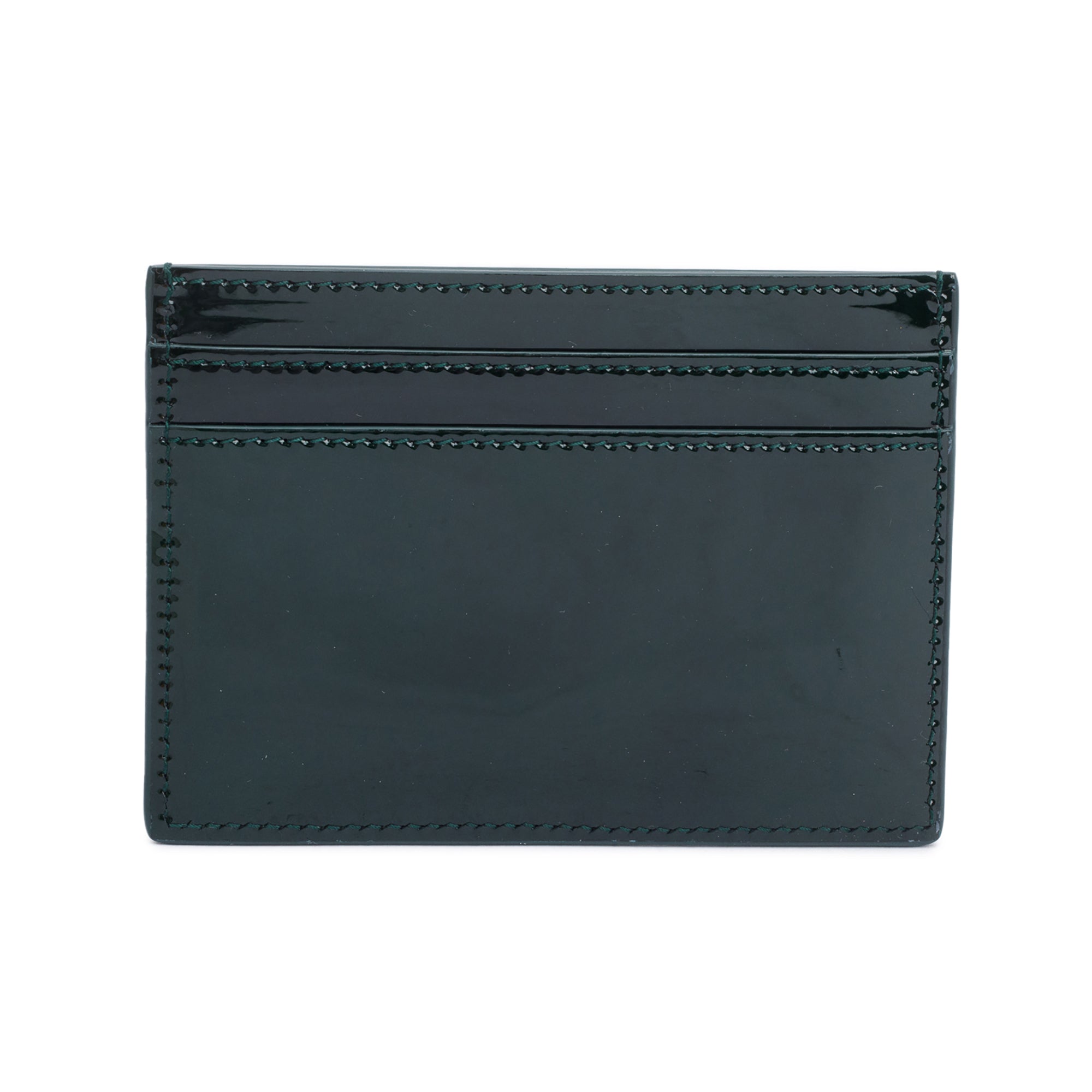 Saint Laurent 2024 Green Patent Leather Cassandre Card Holder w/ Box