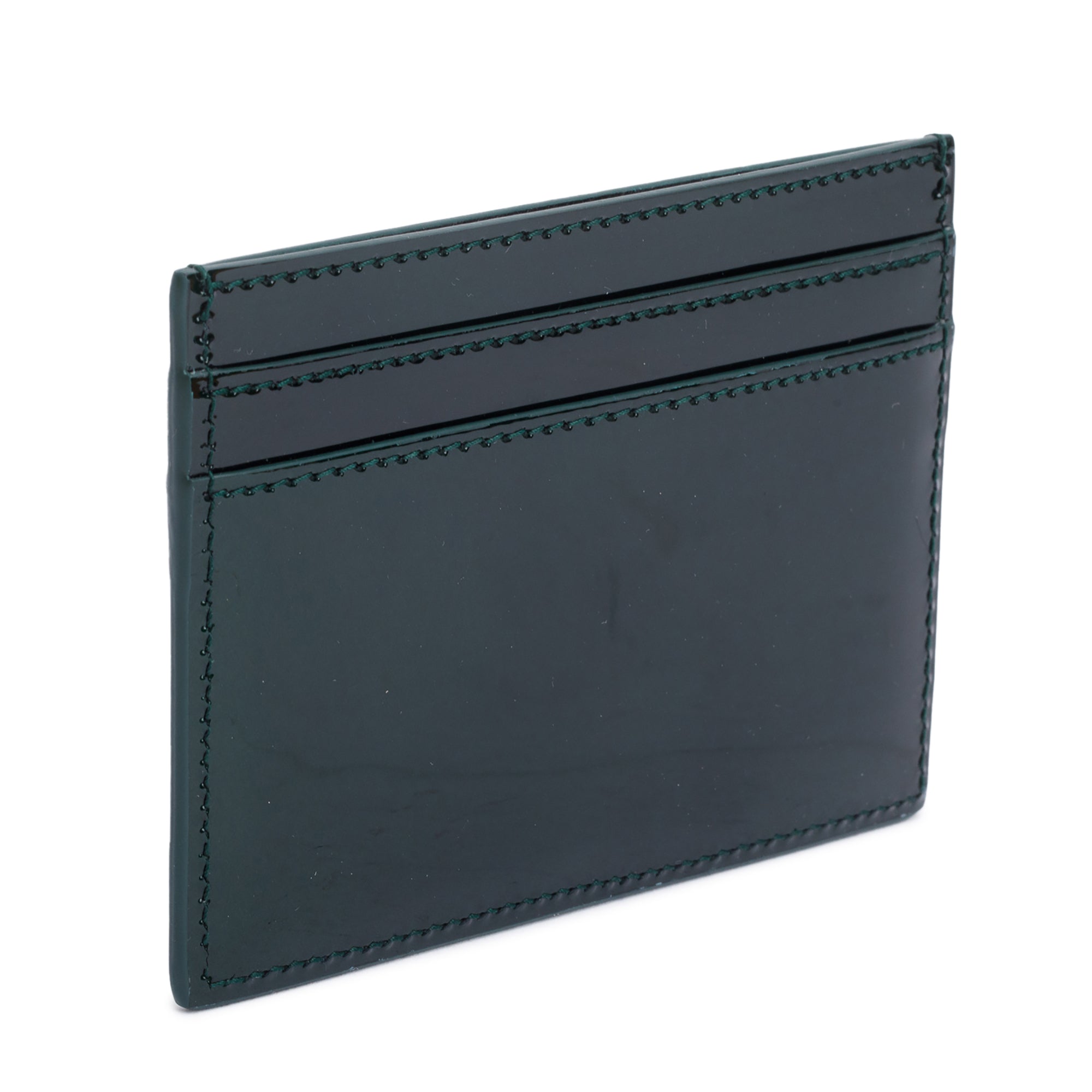 Saint Laurent 2024 Green Patent Leather Cassandre Card Holder w/ Box