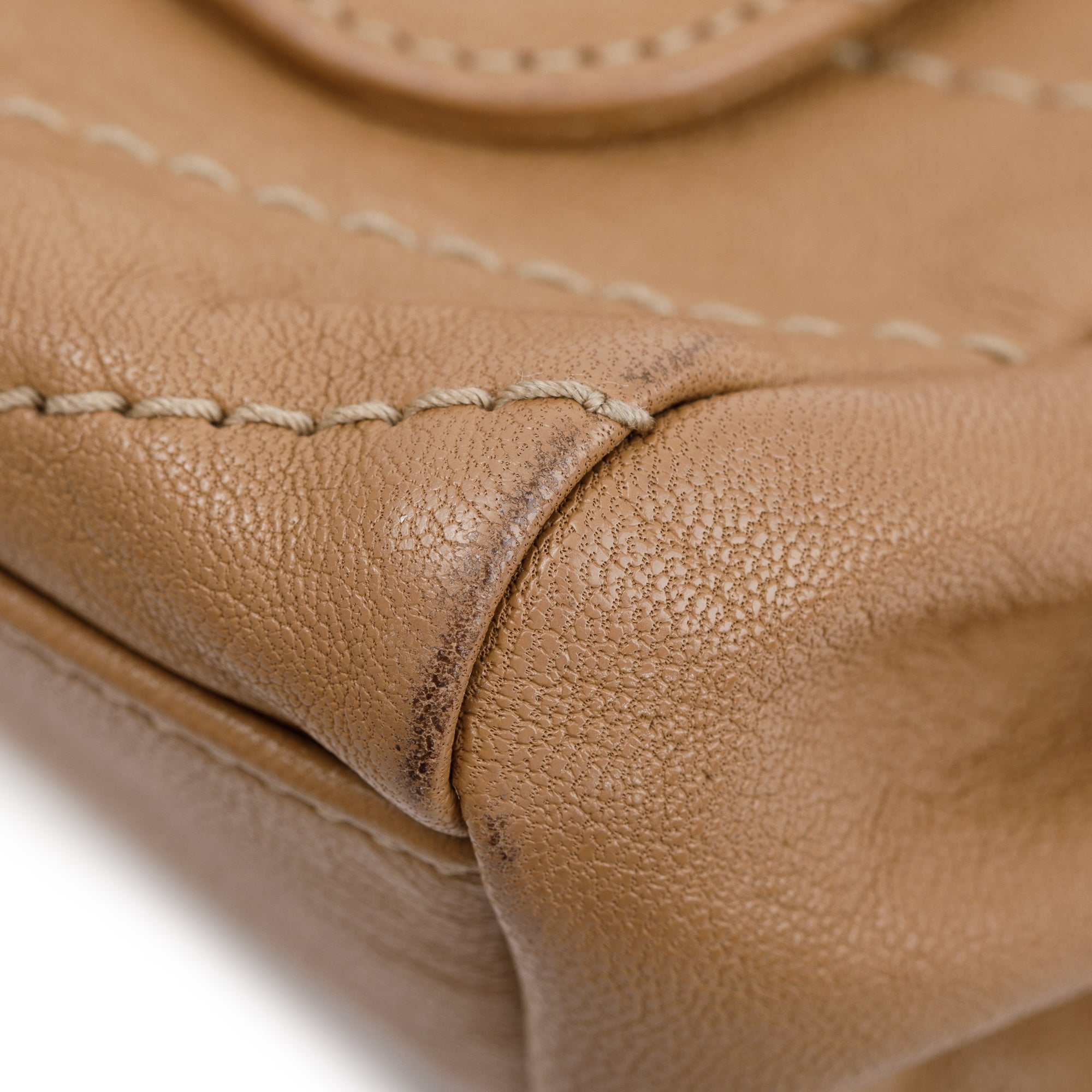 Saint Laurent Beige Calfskin Chevron Monogram Nolita Shoulder Bag