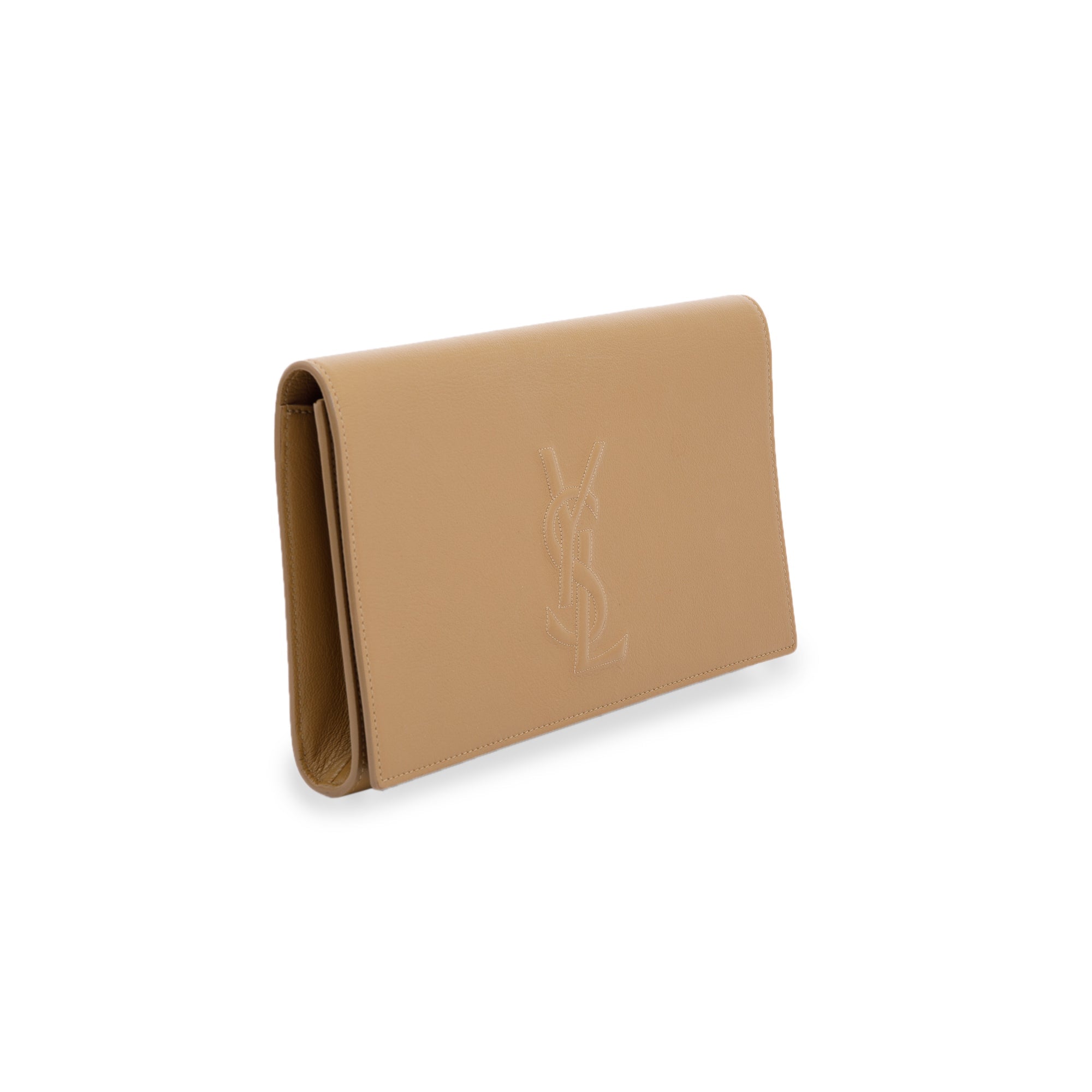 Saint Laurent Beige Calfskin Leather Large Belle de Jour Clutch