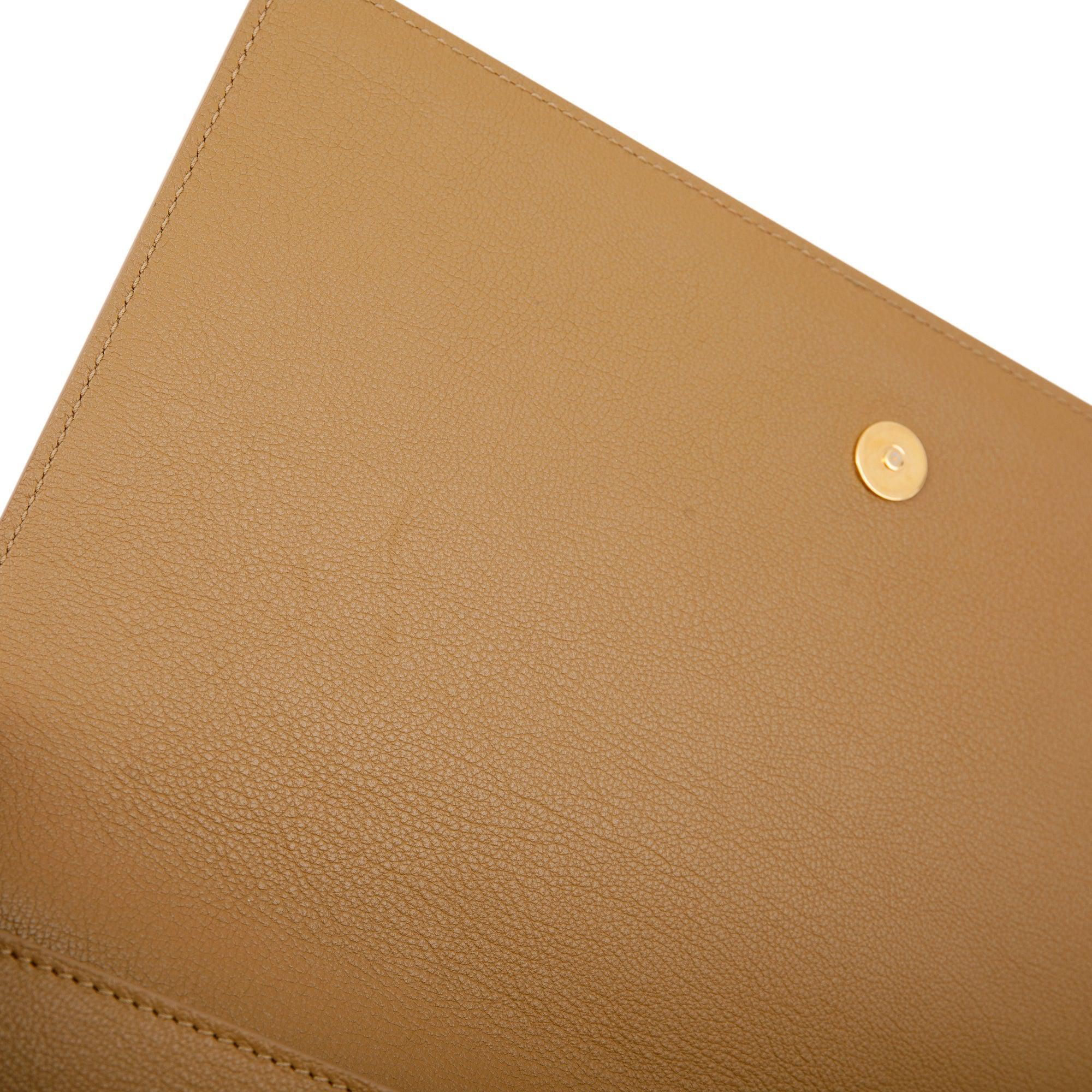 Saint Laurent Beige Calfskin Leather Large Belle de Jour Clutch