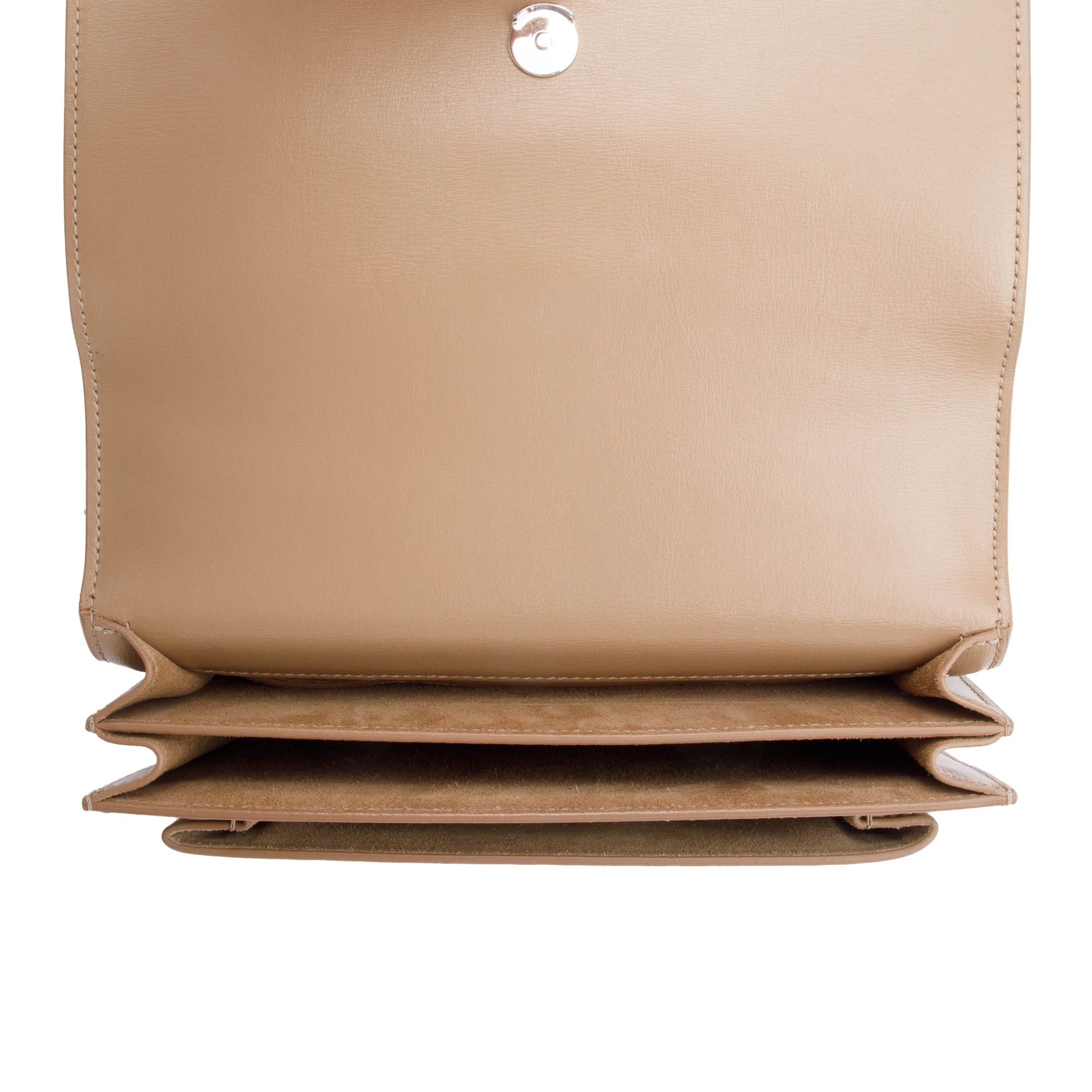 Saint Laurent Beige Calfskin Leather Medium Sunset Shoulder Bag w/ Box