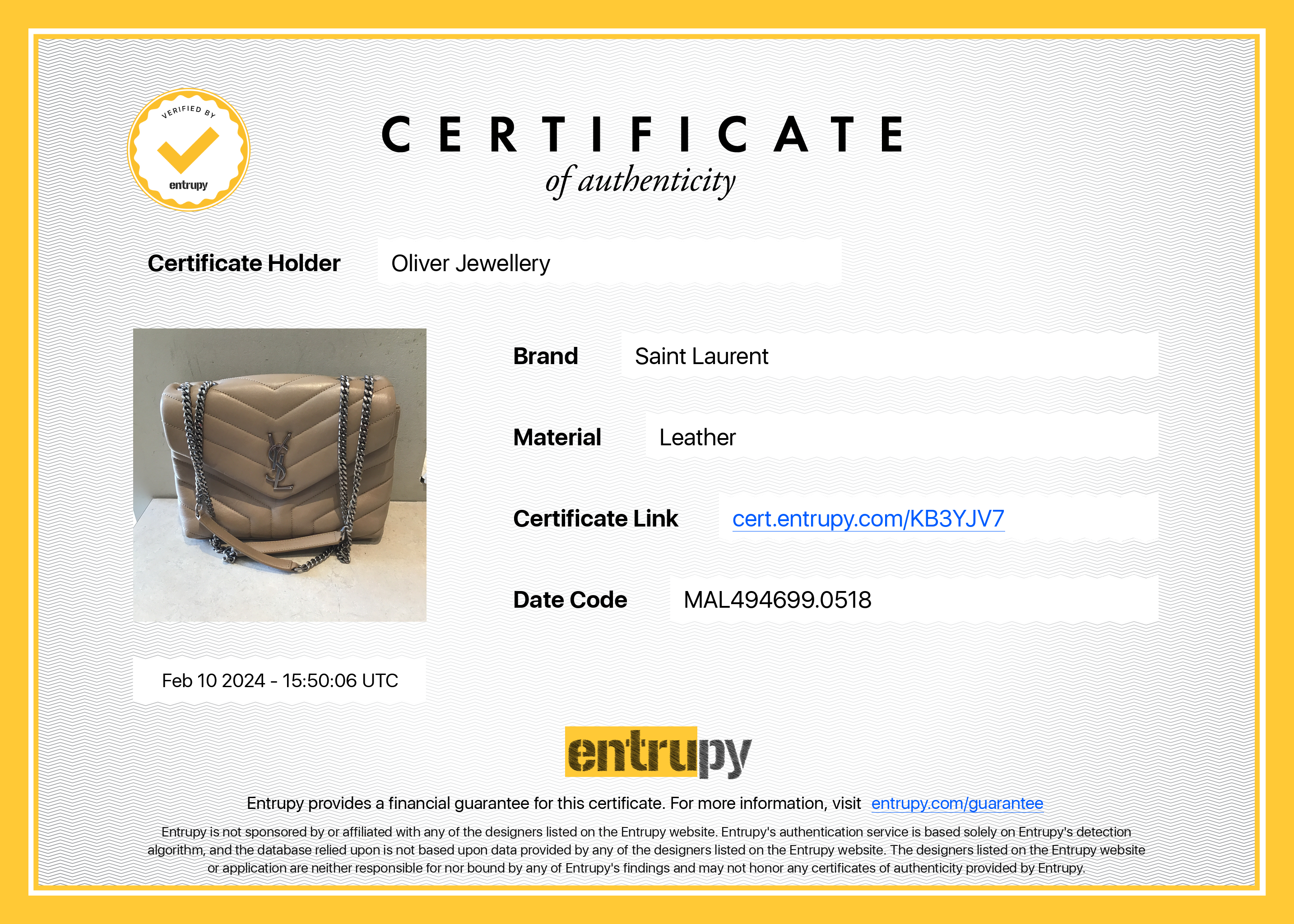 Saint Laurent Beige Calfskin Leather Small Loulou Chain Shoulder Bag