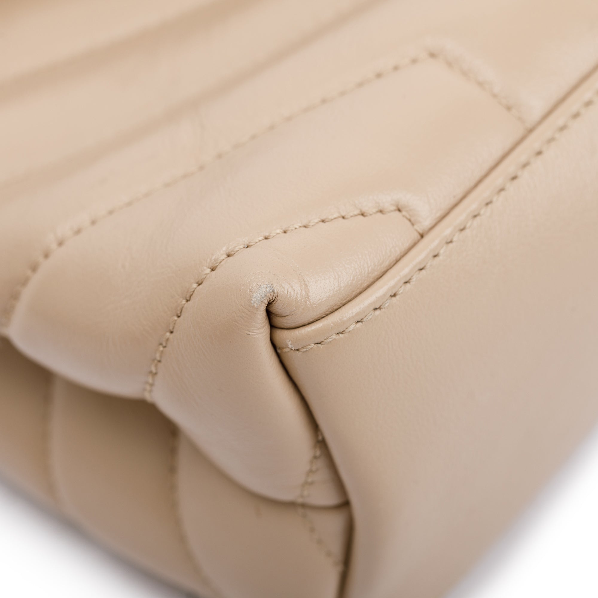 Saint Laurent Beige Calfskin Leather Small Loulou Chain Shoulder Bag