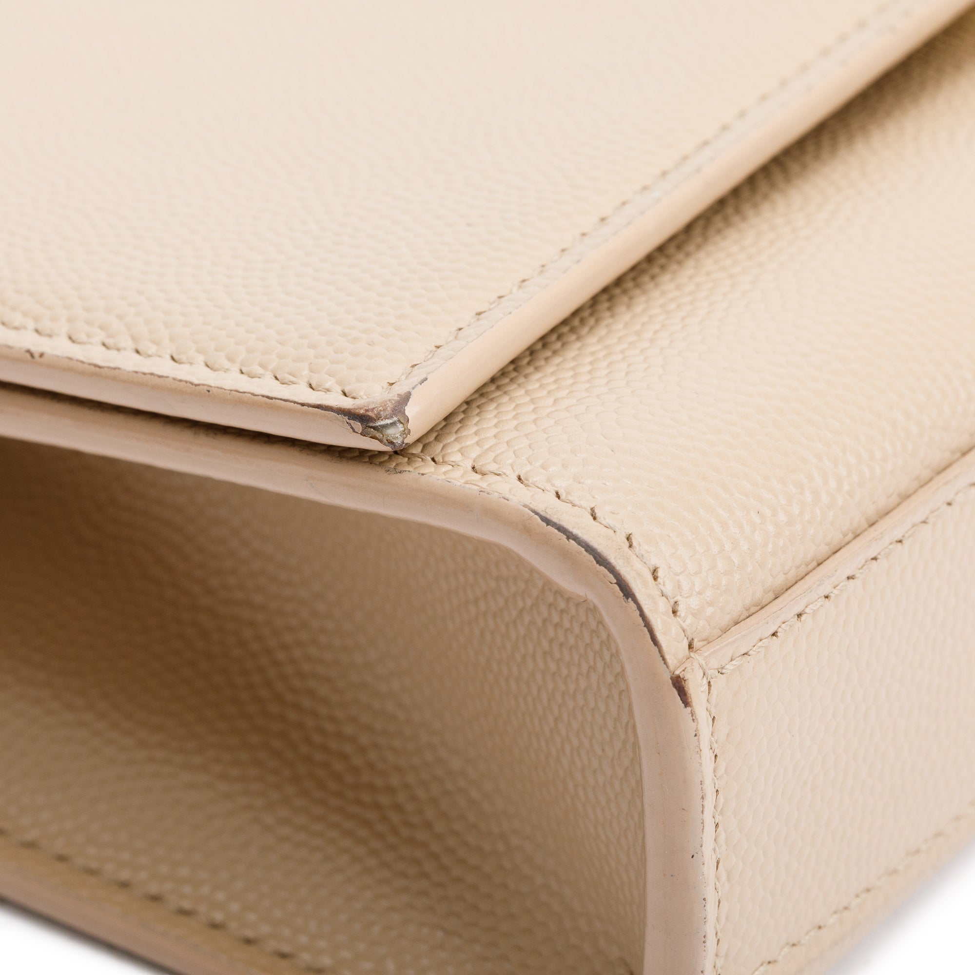 Saint Laurent Beige Grain De Poudre Leather Small Kate Bag