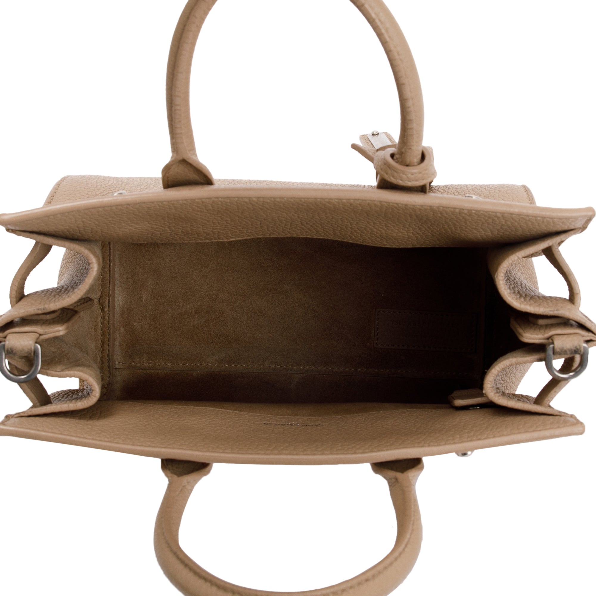 Saint Laurent Beige Grained Leather Nano Sac De Jour w/ Strap