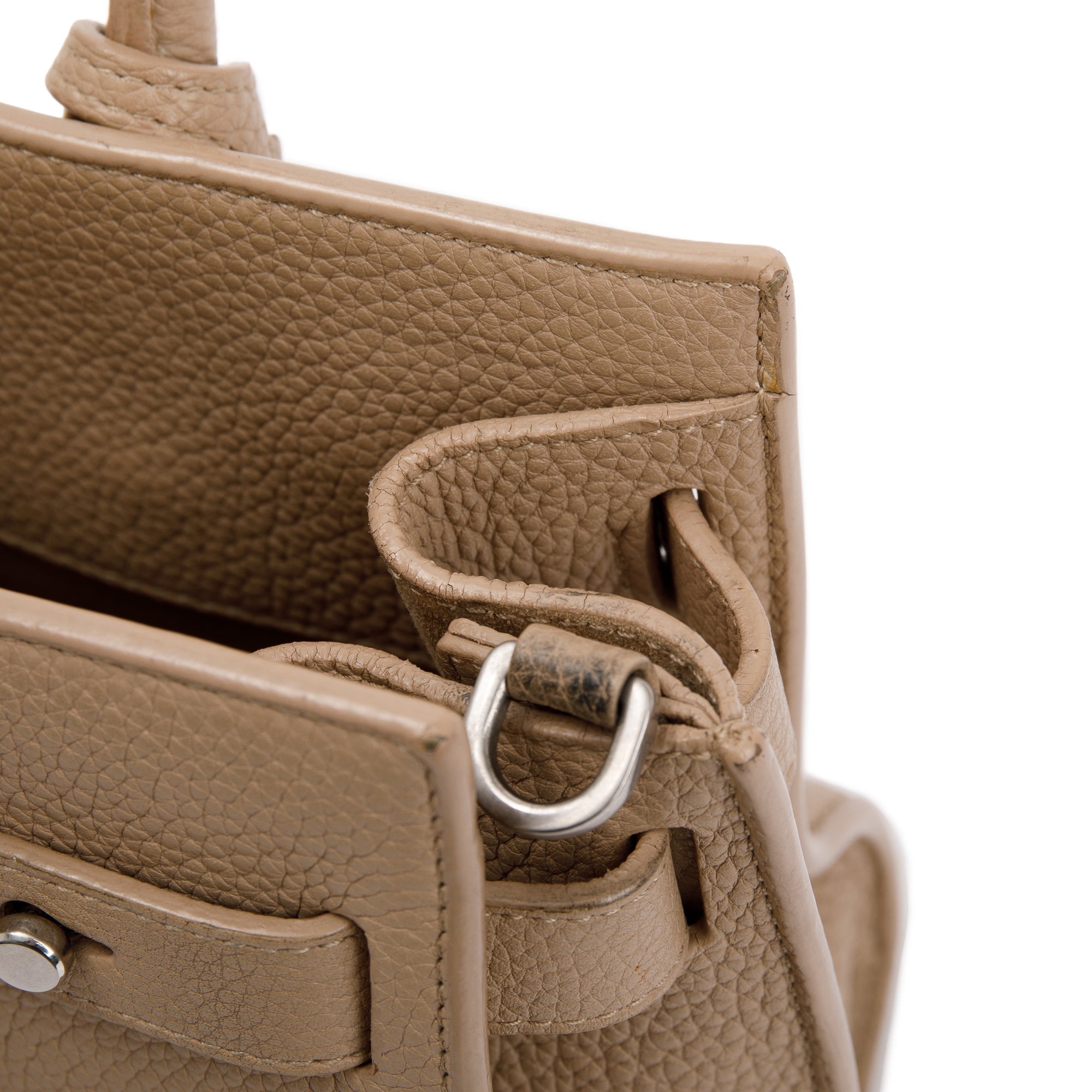 Saint Laurent Beige Grained Leather Nano Sac De Jour w/ Strap