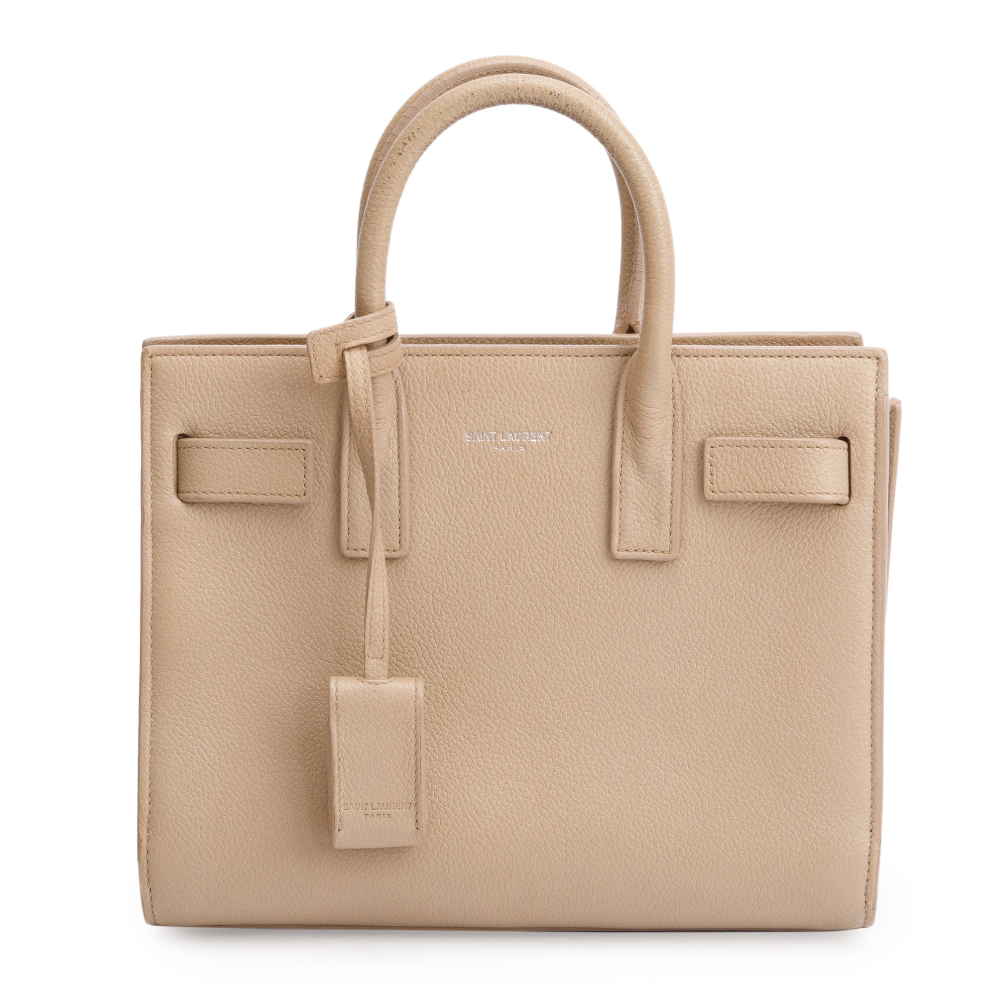 Saint Laurent Beige Grained Leather Nano Sac De Jour w/ Strap