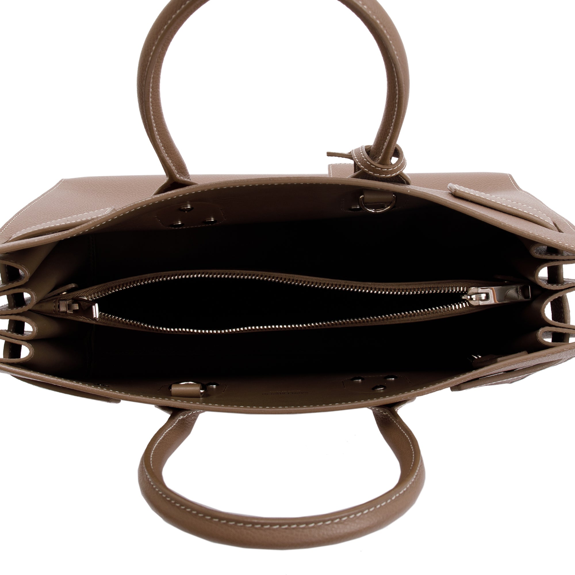 Saint Laurent Beige Grained Leather Small Sac De Jour w/ Strap & Pouch