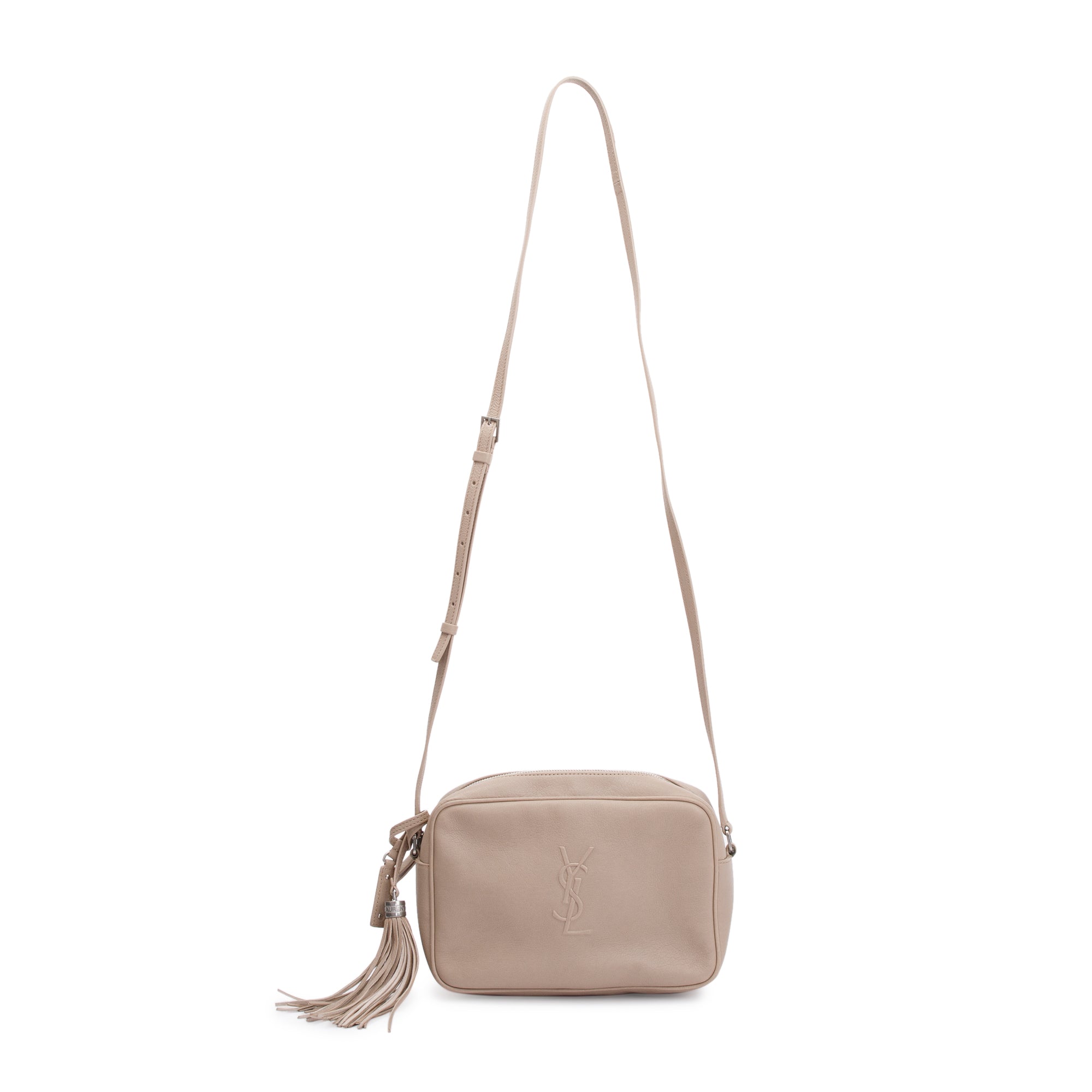 Saint Laurent Beige Monogram Leather Small Lou Camera Bag