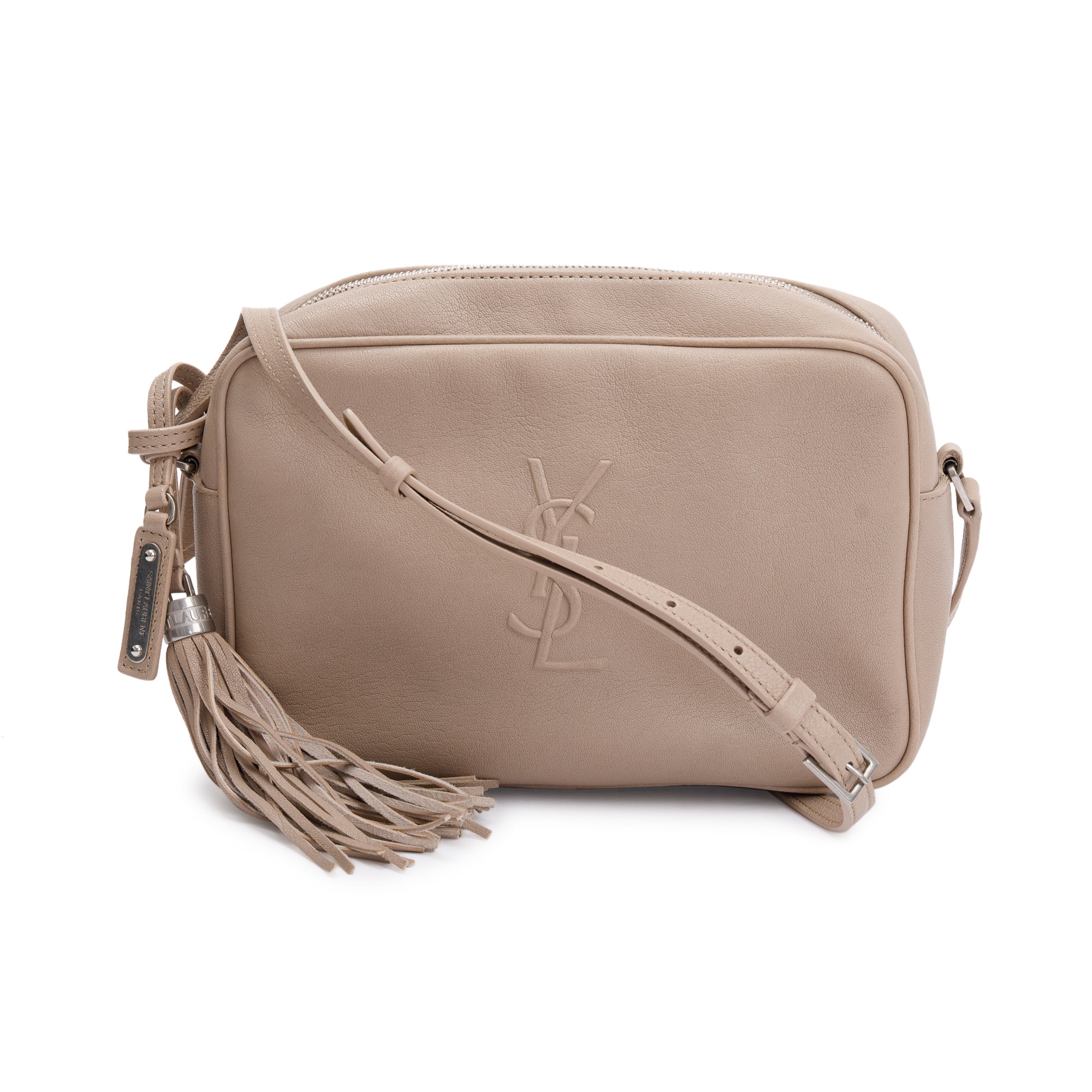 Saint Laurent Beige Monogram Leather Small Lou Camera Bag