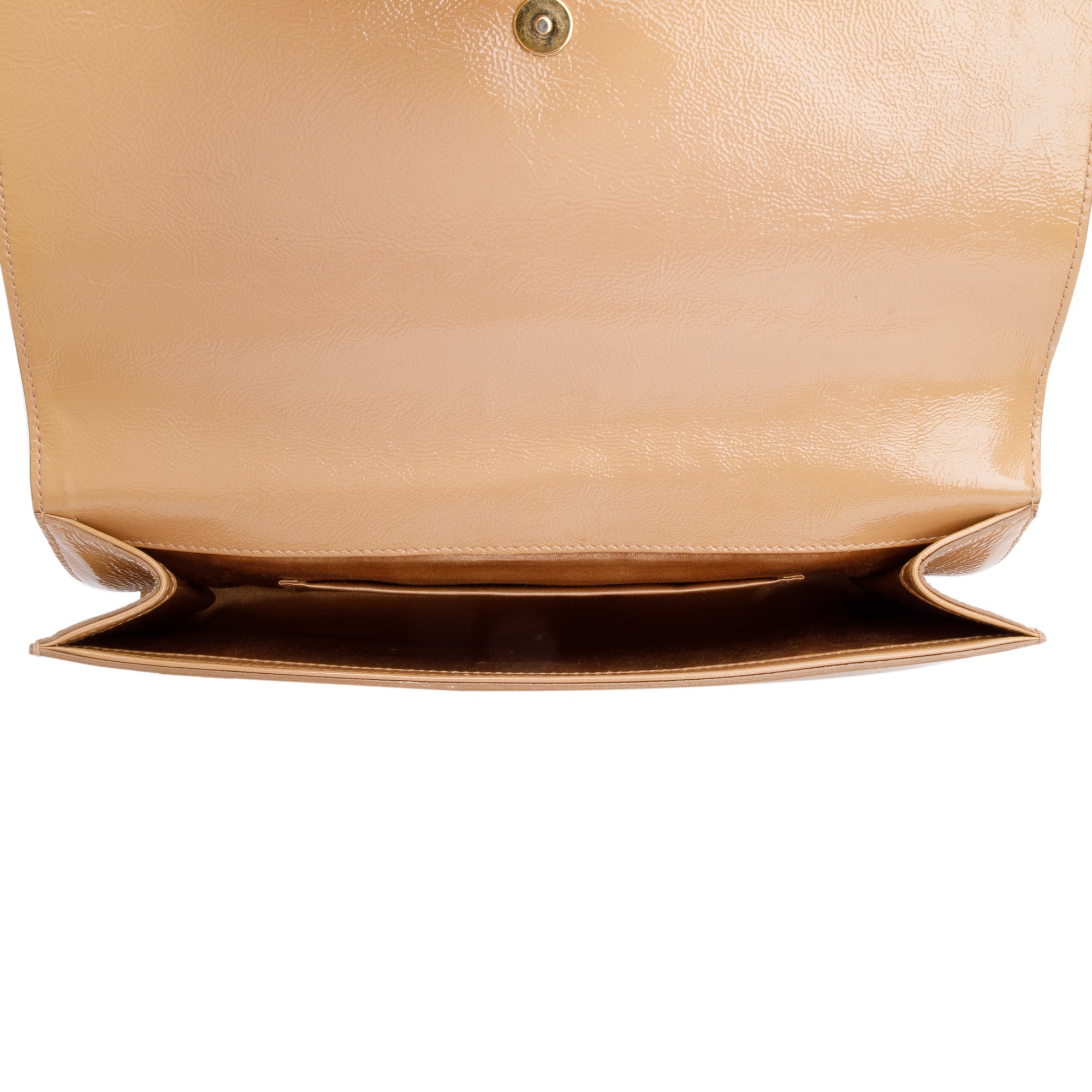 Saint Laurent Beige Patent Leather Large Belle de Jour Clutch