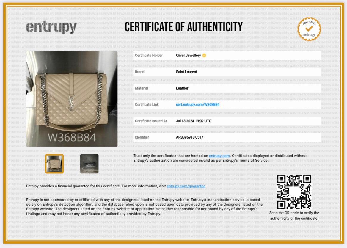 Saint Laurent Beige Quilted Grain De Poudre Leather Large Envelope Chain Bag