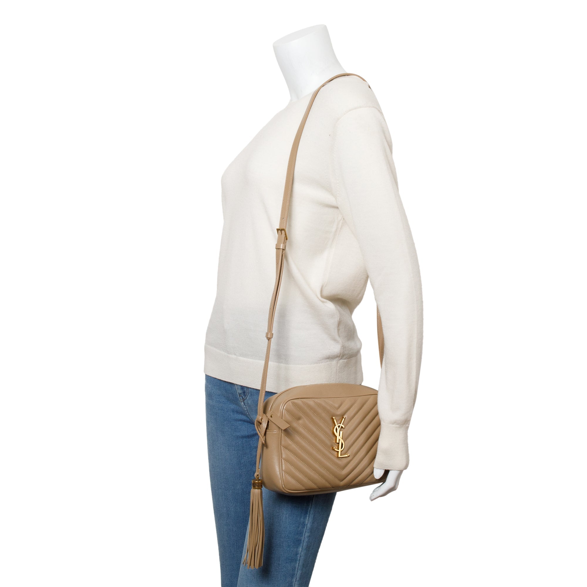 Saint Laurent Beige Quilted Leather Lou Camera Bag