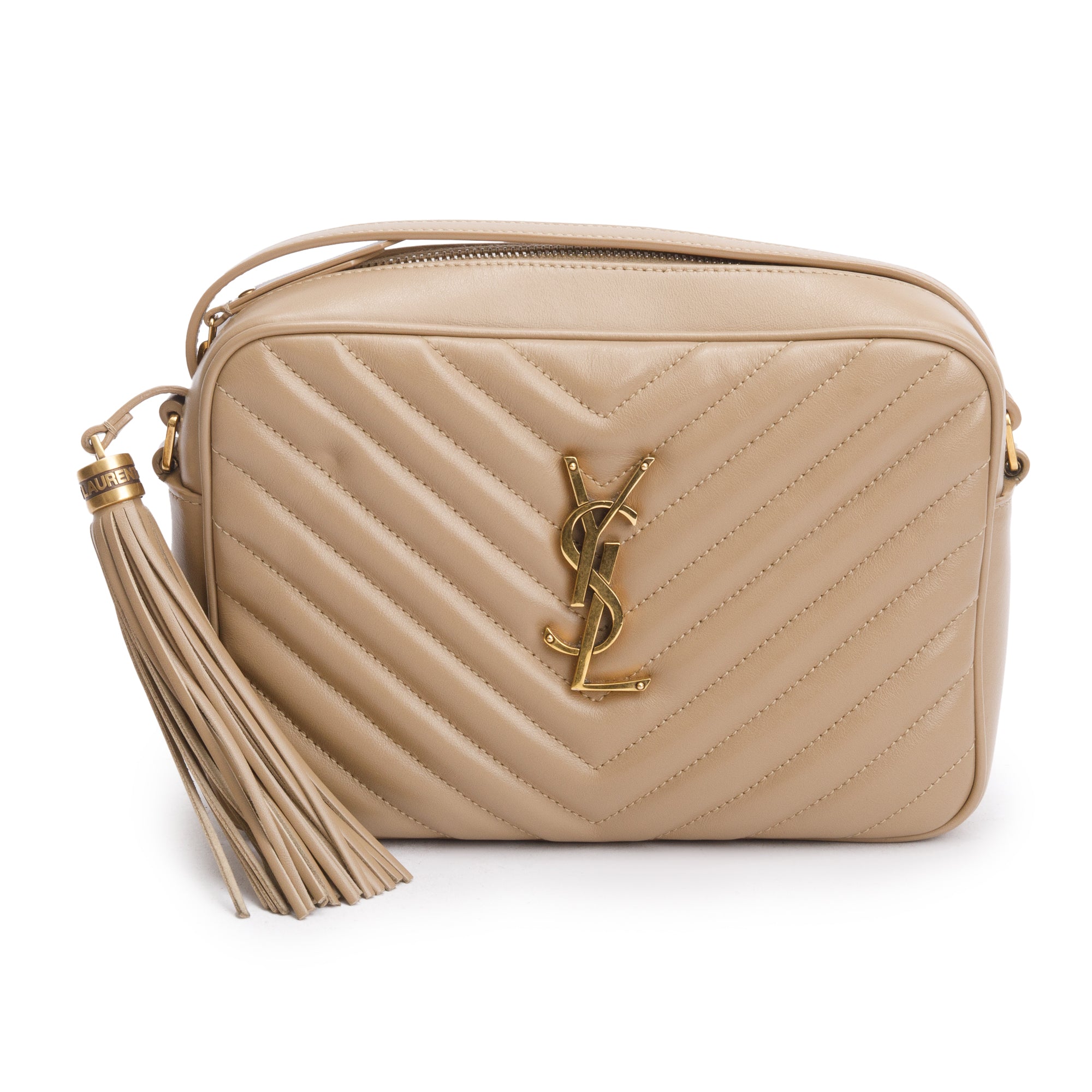 Saint Laurent Beige Quilted Leather Lou Camera Bag