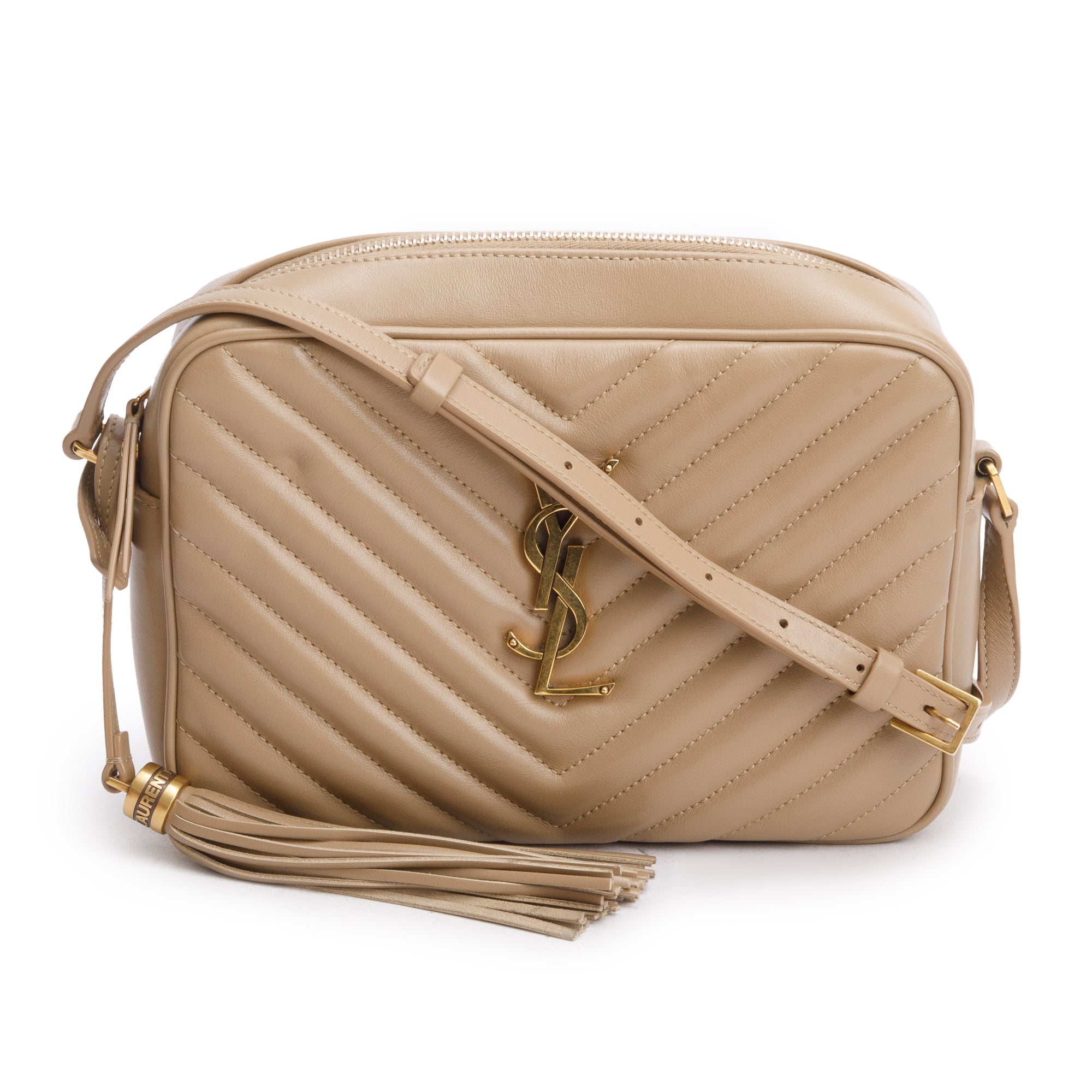 Saint Laurent Beige Quilted Leather Lou Camera Bag