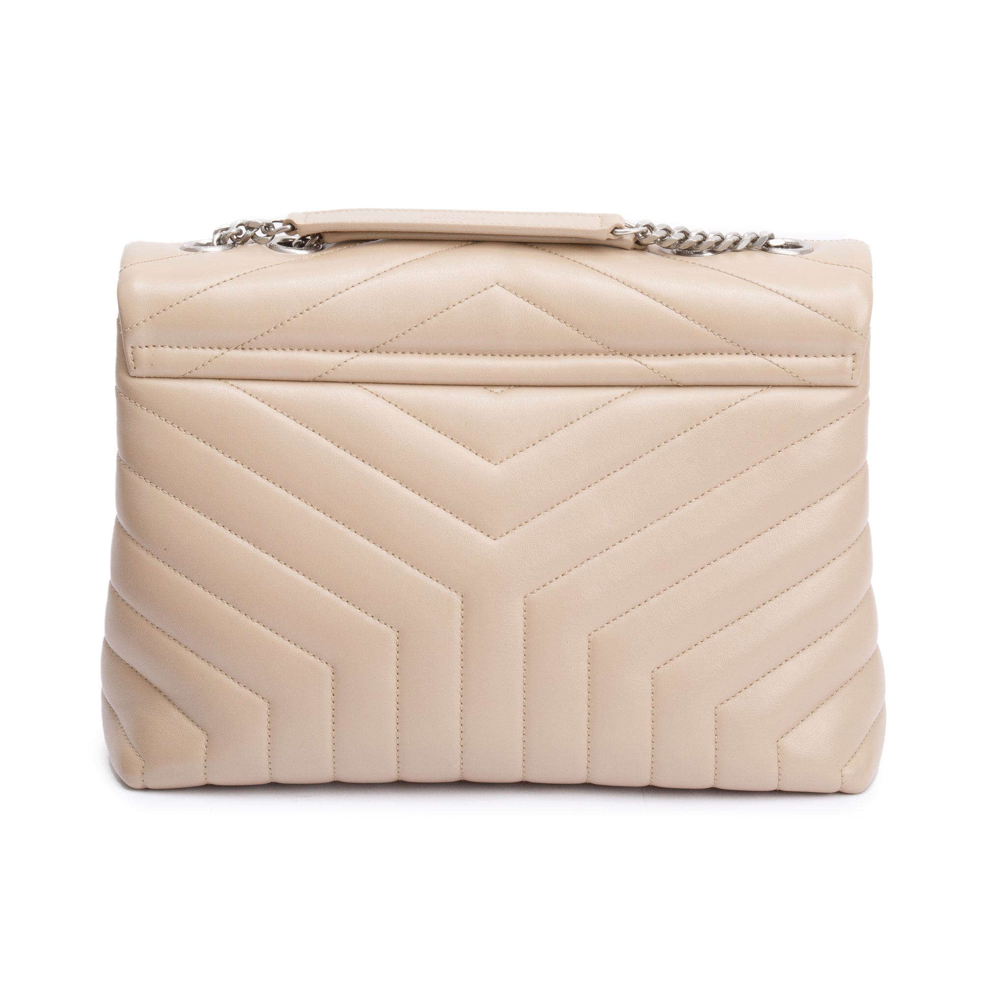 Saint Laurent Beige Quilted Leather Medium Loulou Monogram Shoulder Bag