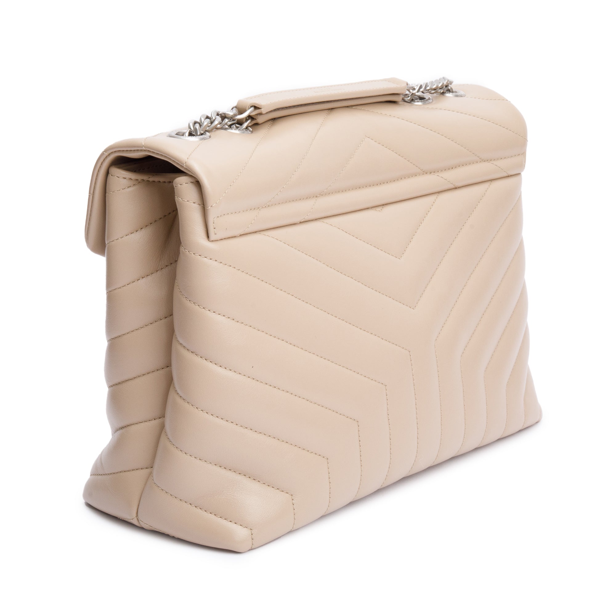 Saint Laurent Beige Quilted Leather Medium Loulou Monogram Shoulder Bag