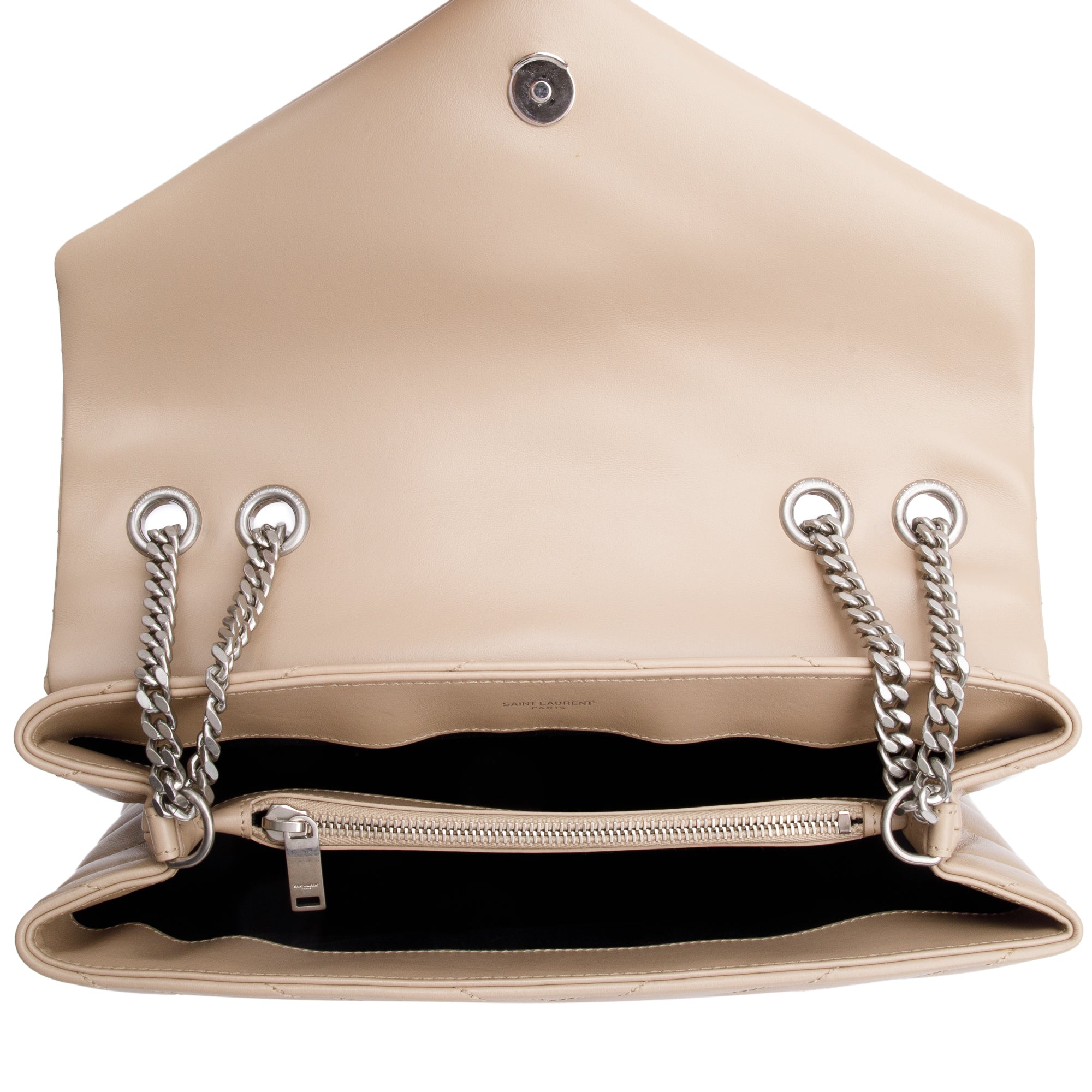 Saint Laurent Beige Quilted Leather Medium Loulou Monogram Shoulder Bag