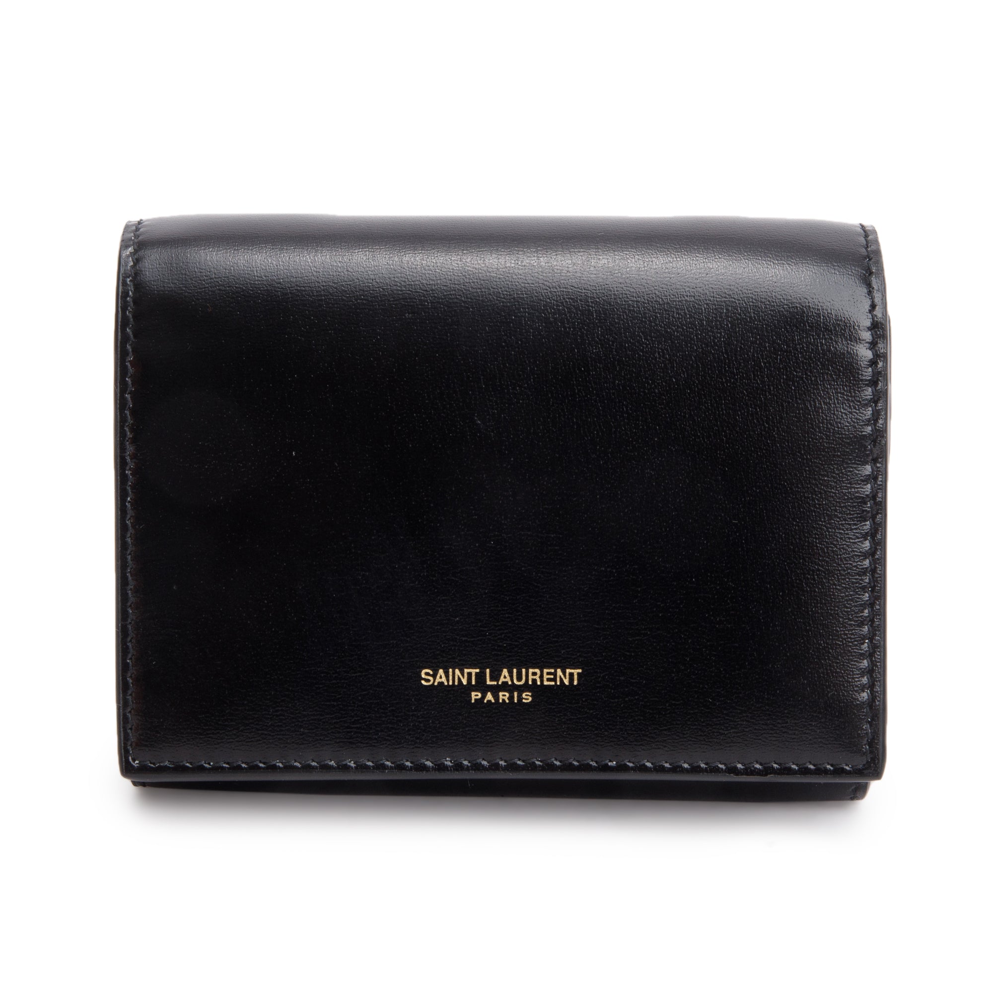 Saint Laurent Black Calf Leather Micro Chain Card Case w/ Box