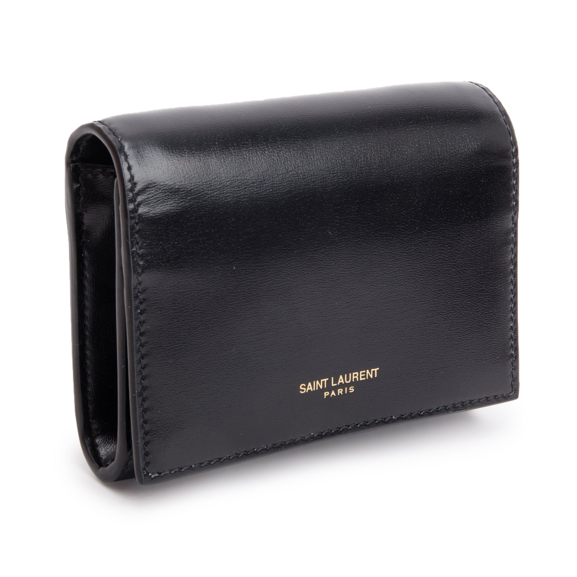 Saint Laurent Black Calf Leather Micro Chain Card Case w/ Box