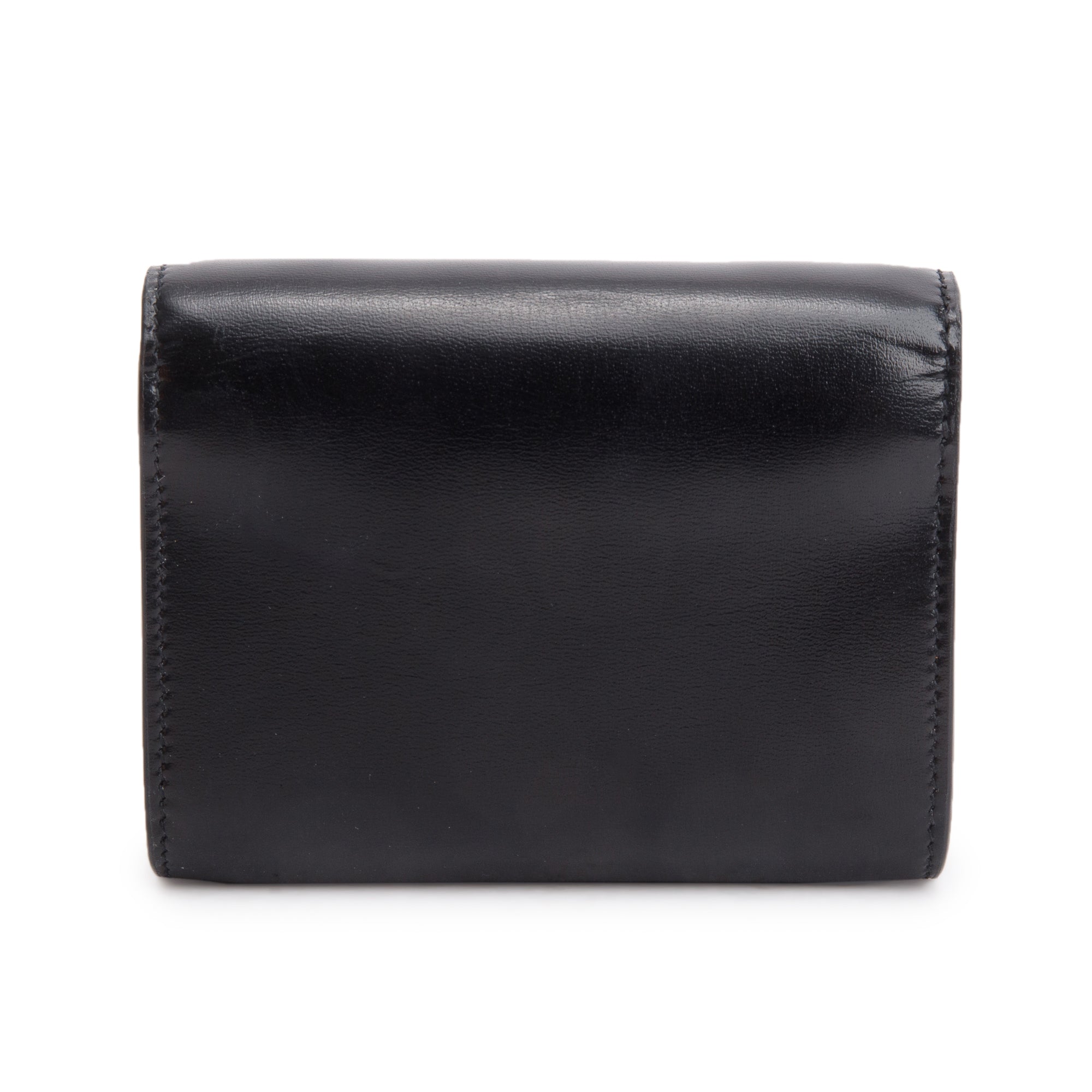 Saint Laurent Black Calf Leather Micro Chain Card Case w/ Box