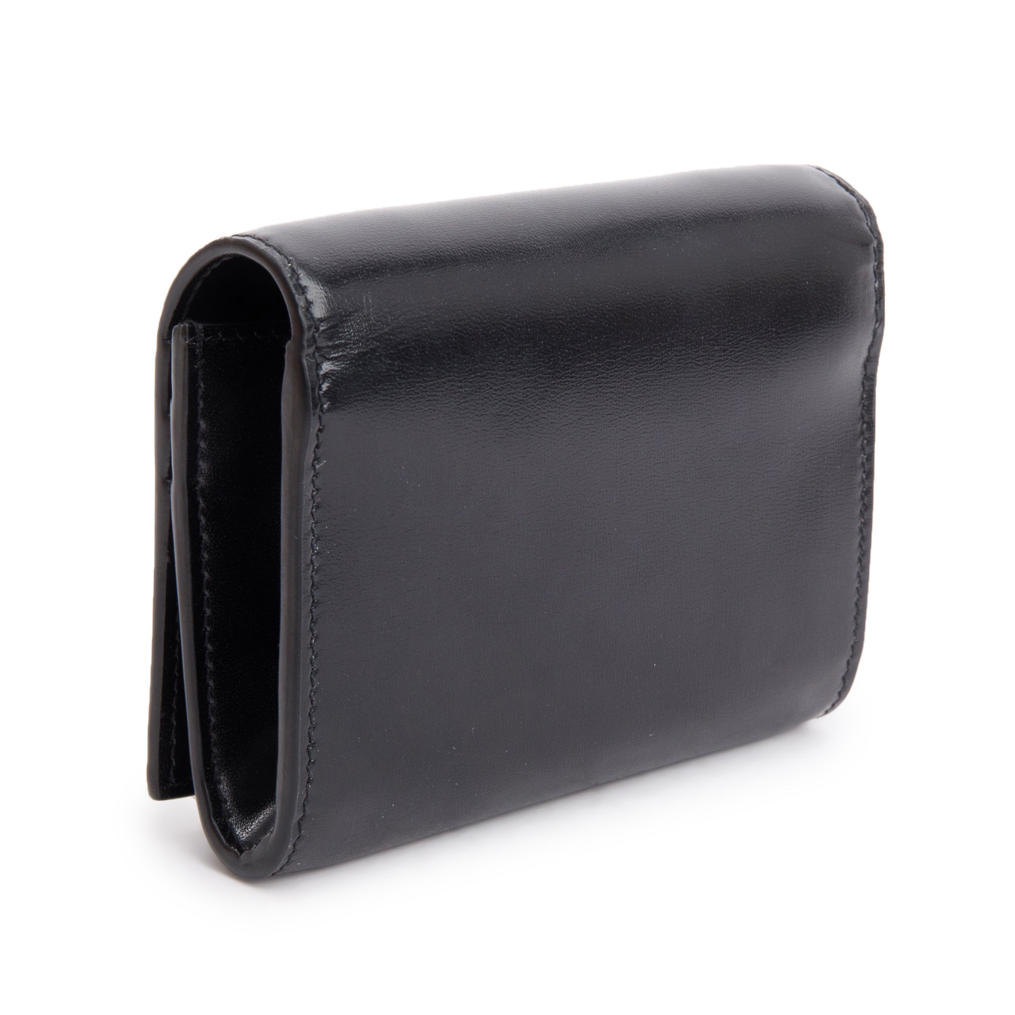 Saint Laurent Black Calf Leather Micro Chain Card Case w/ Box