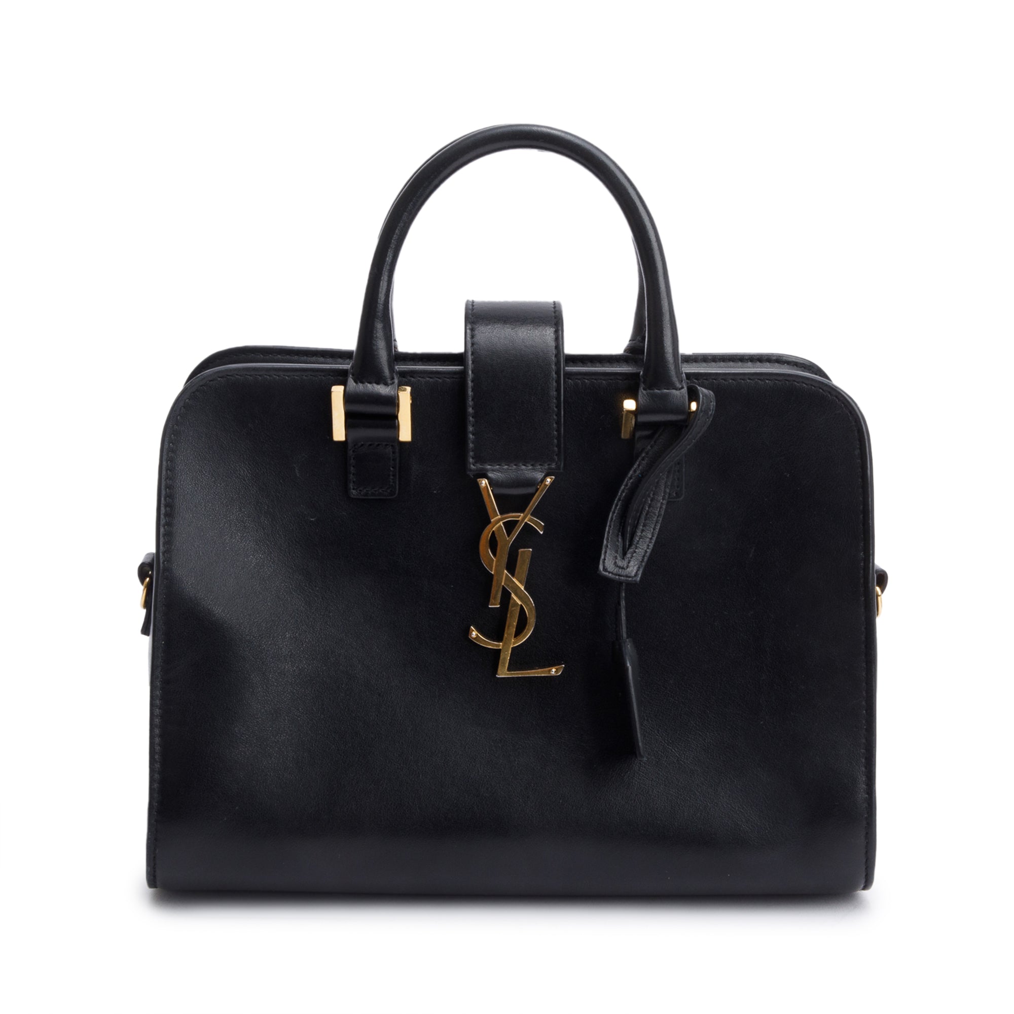 Saint Laurent Black Calfskin Leather Baby Cabas Tote Bag w/ Strap