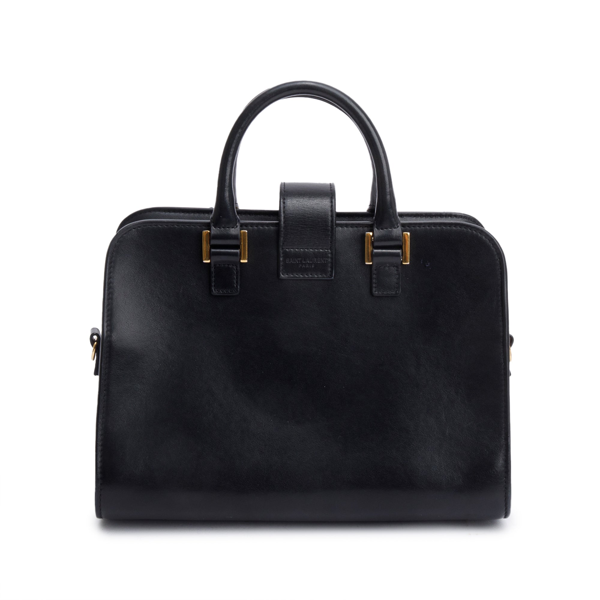 Saint Laurent Black Calfskin Leather Baby Cabas Tote Bag w/ Strap