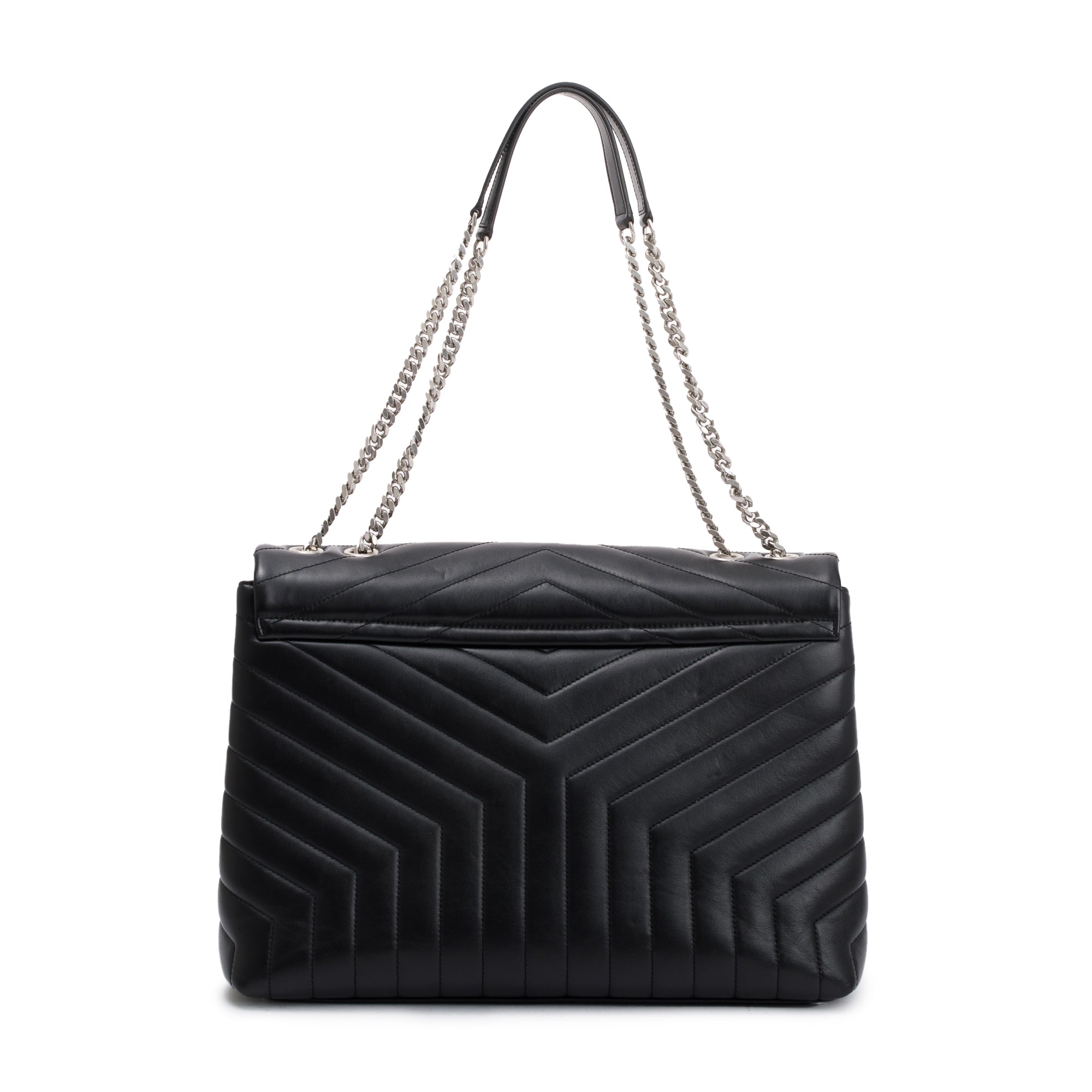 Saint Laurent Black Calfskin Leather Large Loulou Shoulder Bag