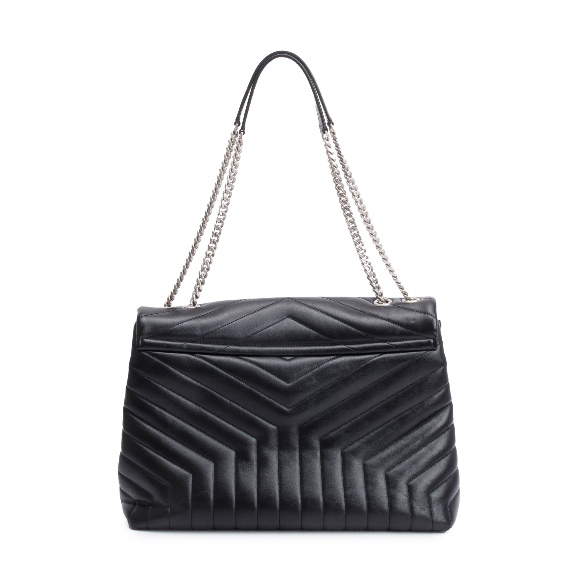 Saint Laurent Black Calfskin Leather Large Loulou Shoulder Bag