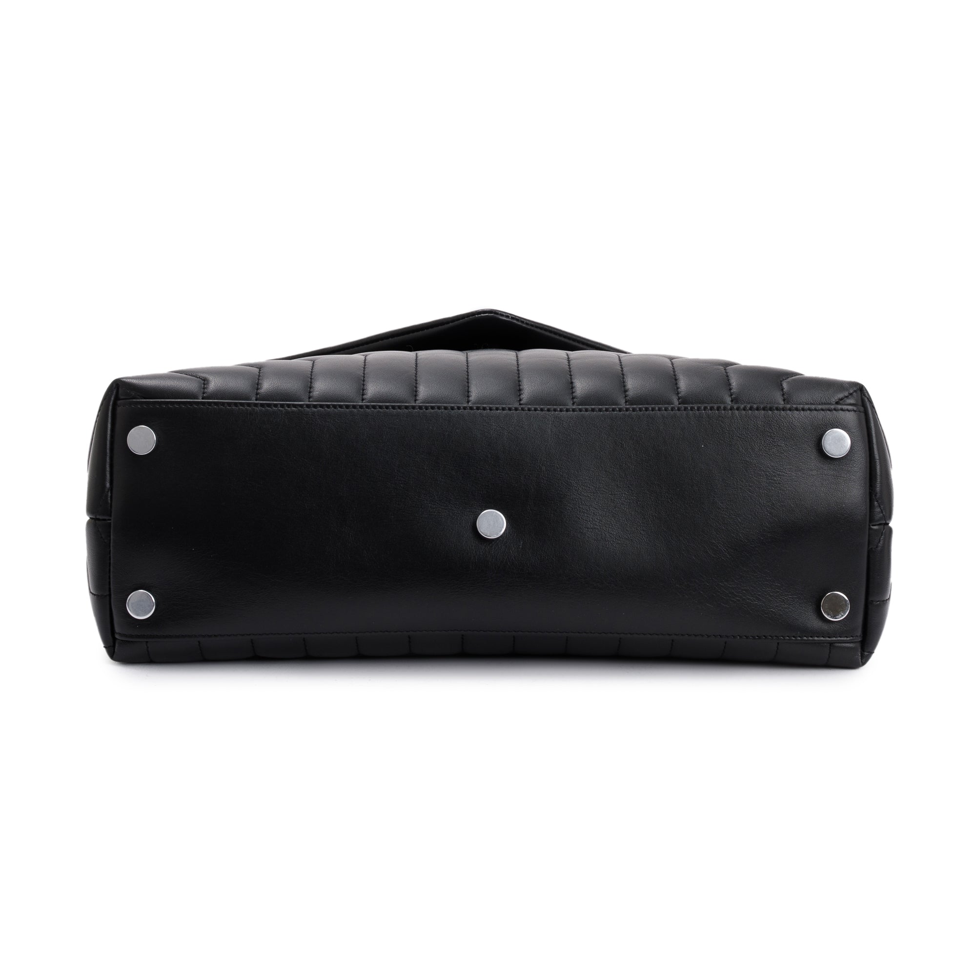 Saint Laurent Black Calfskin Leather Large Loulou Shoulder Bag