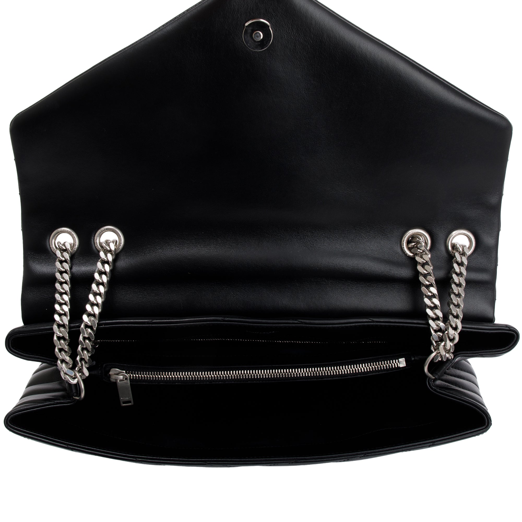 Saint Laurent Black Calfskin Leather Large Loulou Shoulder Bag