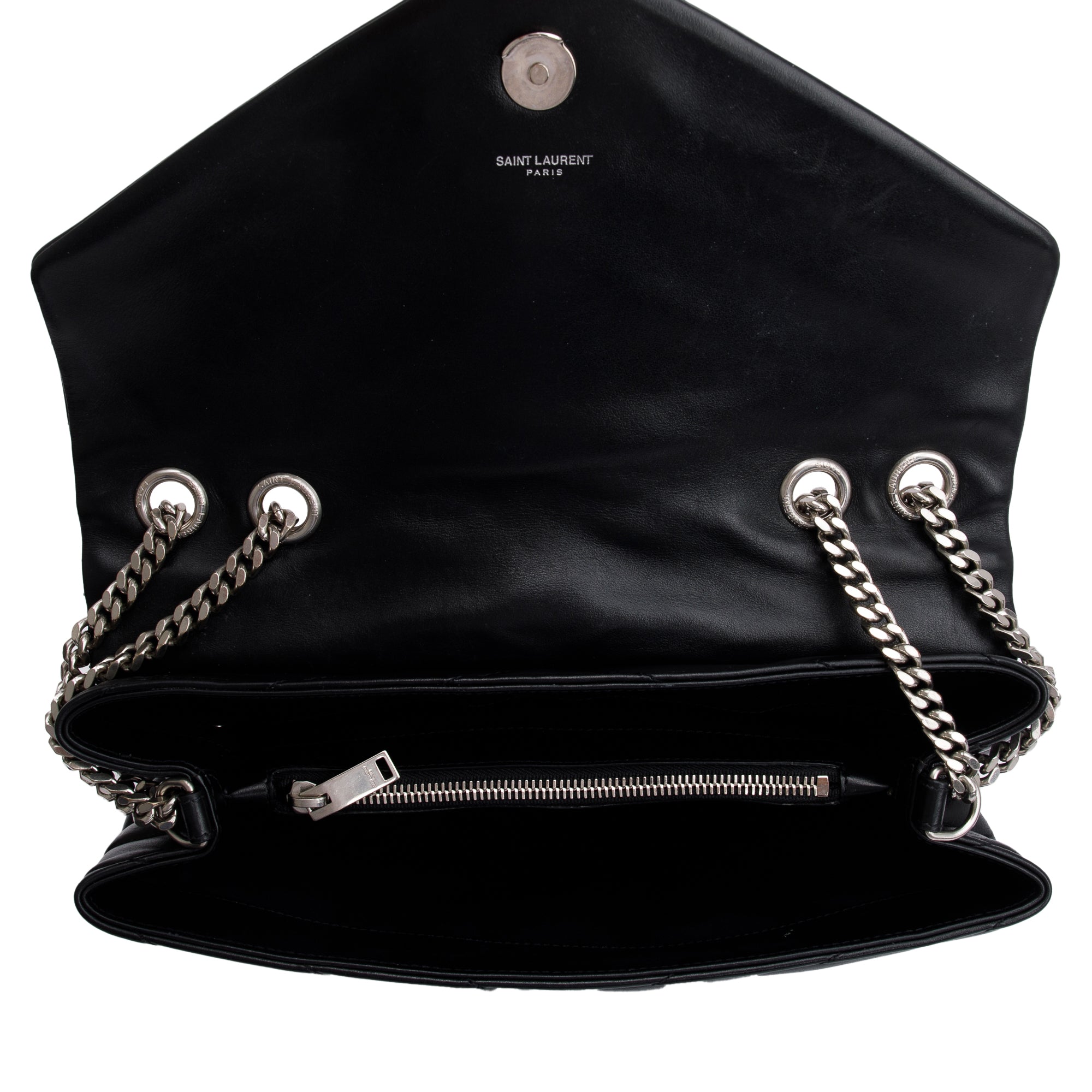 Saint Laurent Black Calfskin Leather Medium Loulou Monogram Shoulder Bag